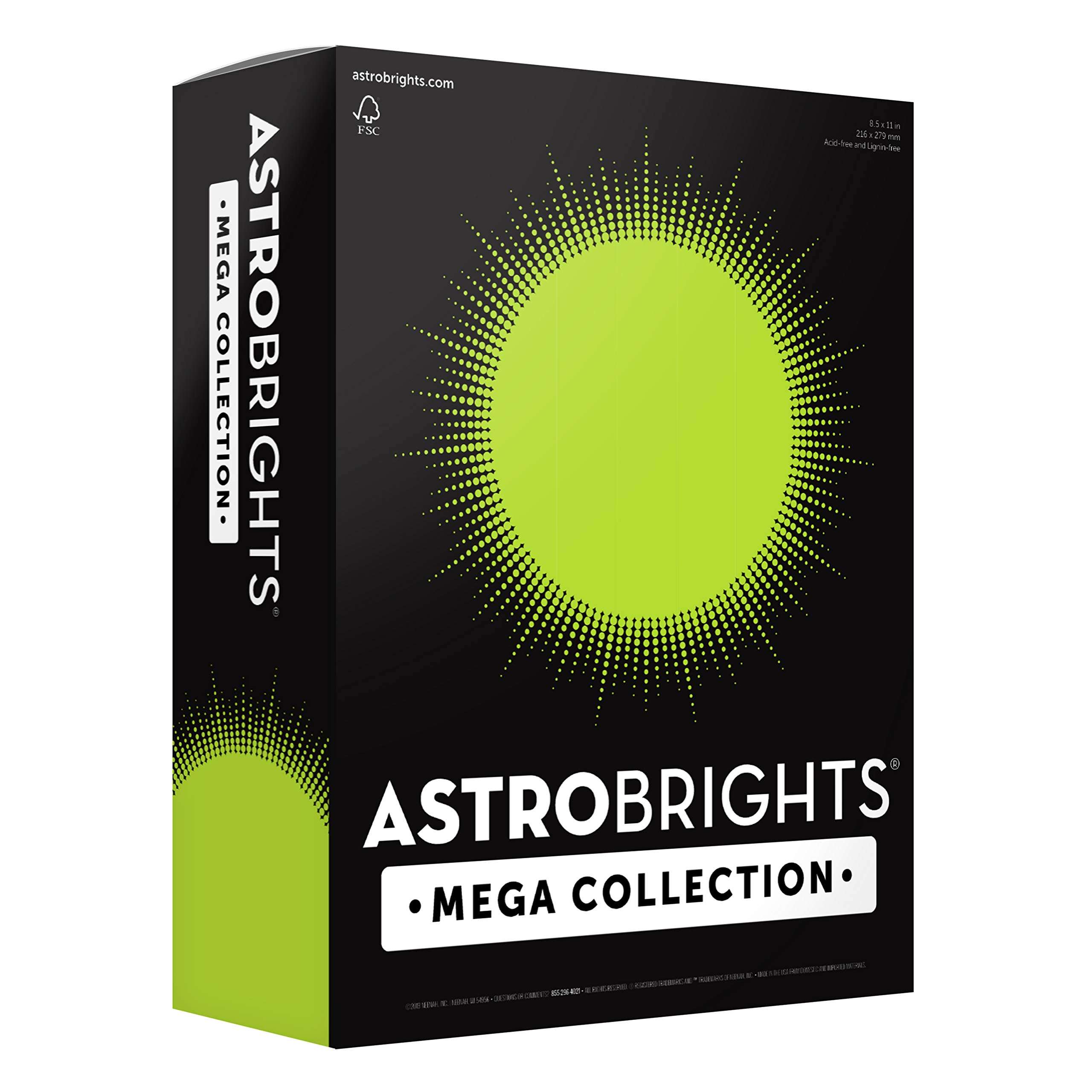 Astrobrights Mega Collection, Colored Paper, Neon Green, 625 Sheets, 24 lb/89 gsm, 8.5" x 11" - MORE SHEETS! (91672) 1