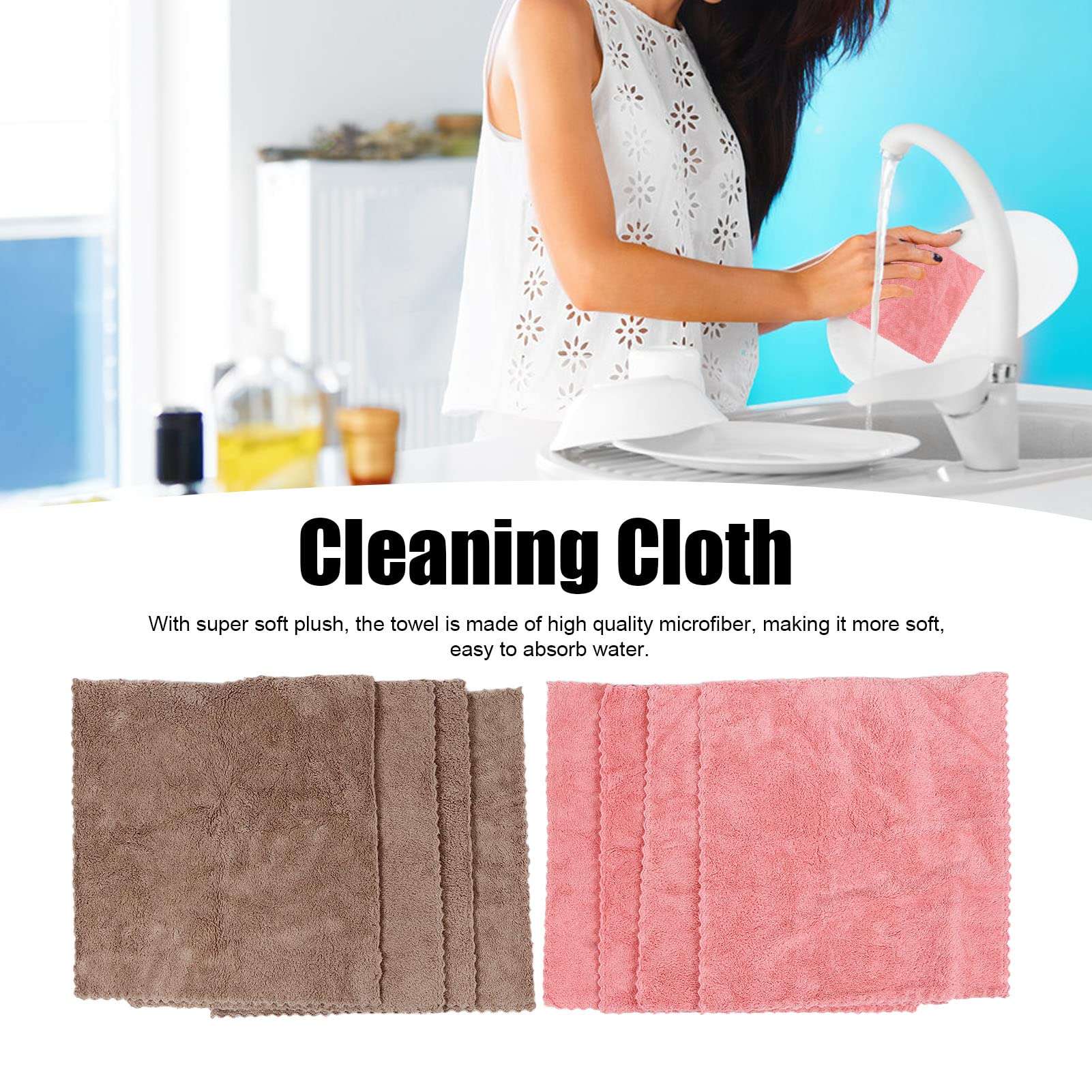 Cleaning Towel, Anti Sticking Oil Good Durability Wearproof Microfiber Dish Cloth for Kitchen 4