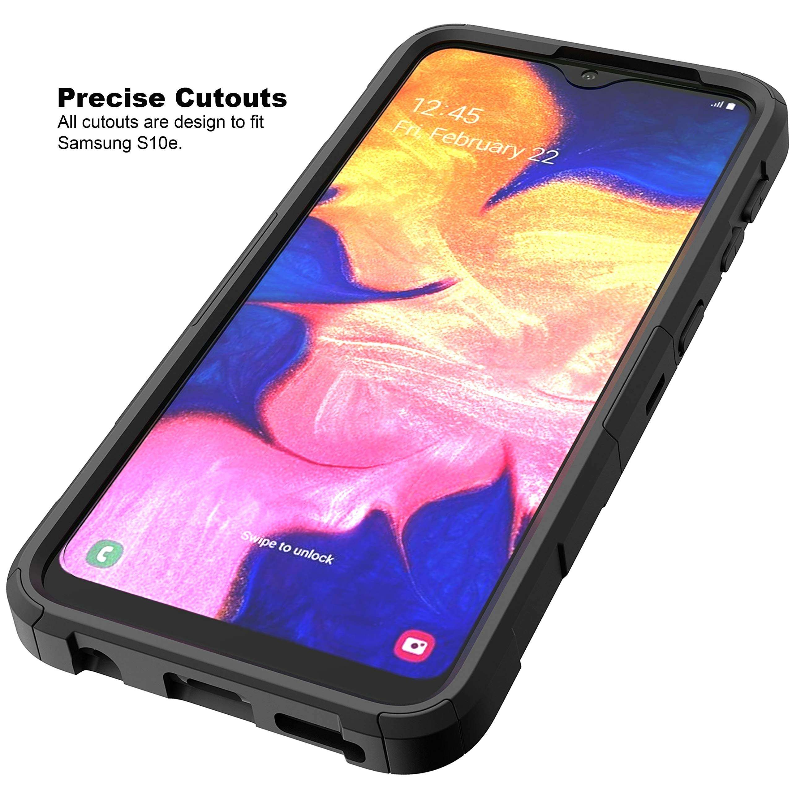 TurtleArmor | Compatible with Samsung Galaxy A10e Case | Galaxy A20e Case [Hyper Shock] Hybrid Dual Layer Armor Holster Belt Clip Case Kickstand - Maple Wood 6