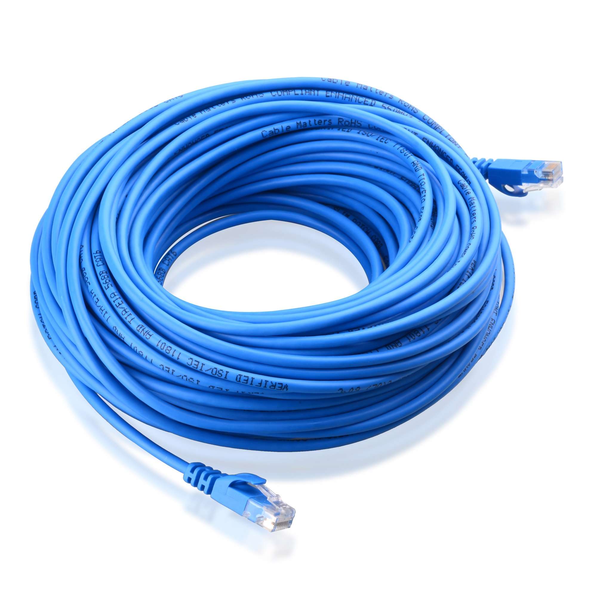 Cable Matters 10Gbps Snagless Cat 6 Ethernet Cable - 100ft, Slim Profile Cat 6 Cable, Cat6 Cord, Thin Ethernet Cord, Blue 3