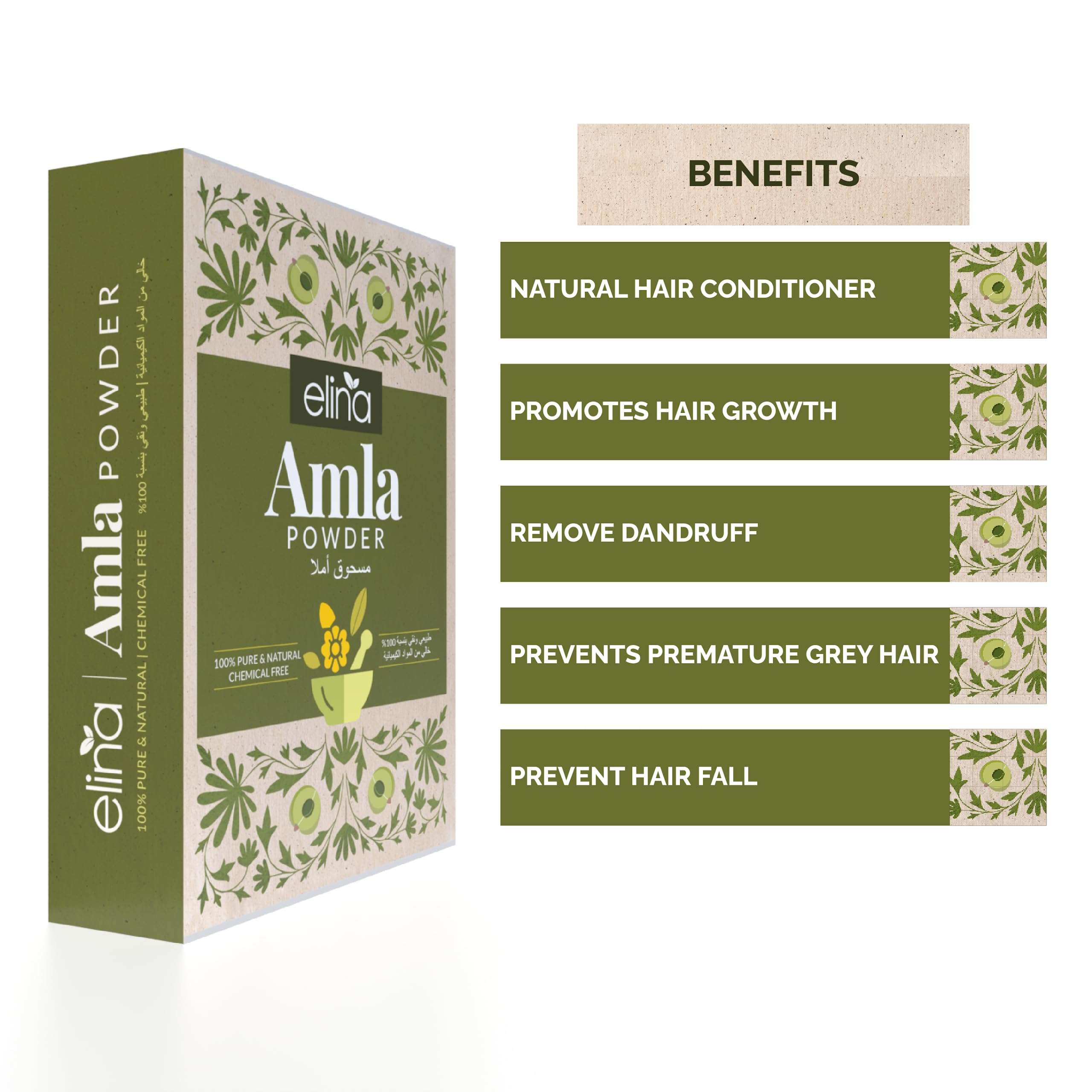 Elina Organic Herbal Powder for Hair |No Added Preservative and Additives | 100% Pure and Natural | Amla, Reetha, Shikakai, Bhringraj, Hibiscus Powder for Hair Care Combo Pack of 5(500g) 3