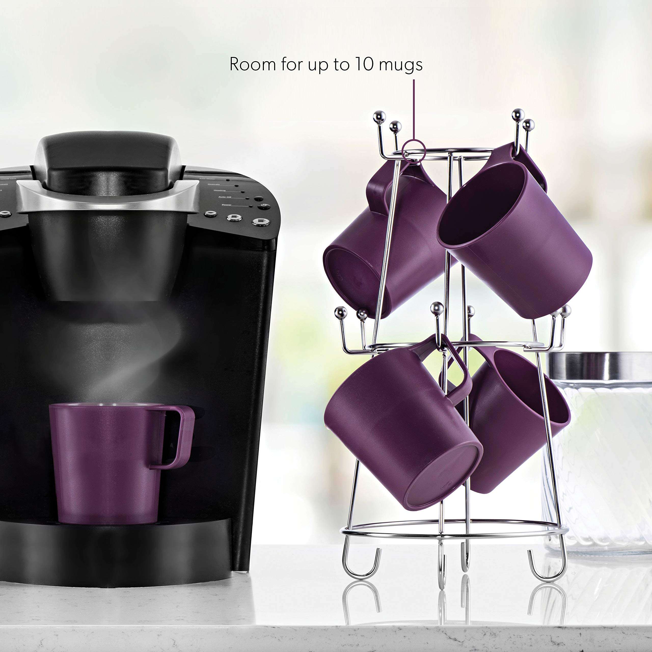 Mindspace Coffee Mug Holder, Mug Rack - Coffee bar Accessories, Kitchen Counter Organizer, Tea Cup Rack Stand with 10-Hooks, Cup Rack for Counter | The Wire Collection, Stainless Steel 2