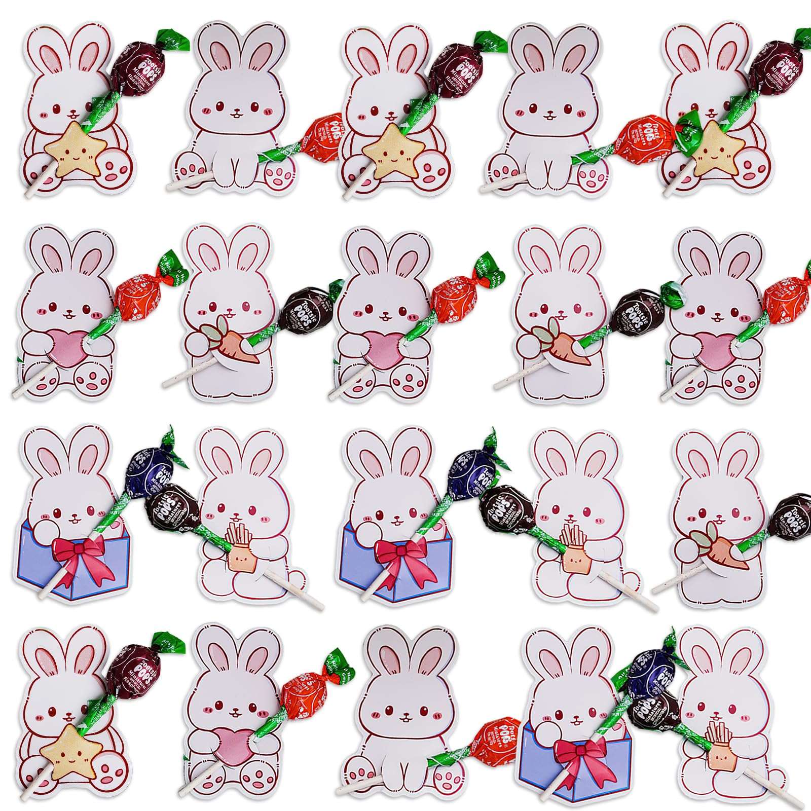 60Pcs Easter Bunny Candy Paper Cards Cute Rabbit Candy Chocolate Egg Holder Package Wrapping Greeting Card for School Classroom Exchange Cards Party Favors Decoration Supplies 1