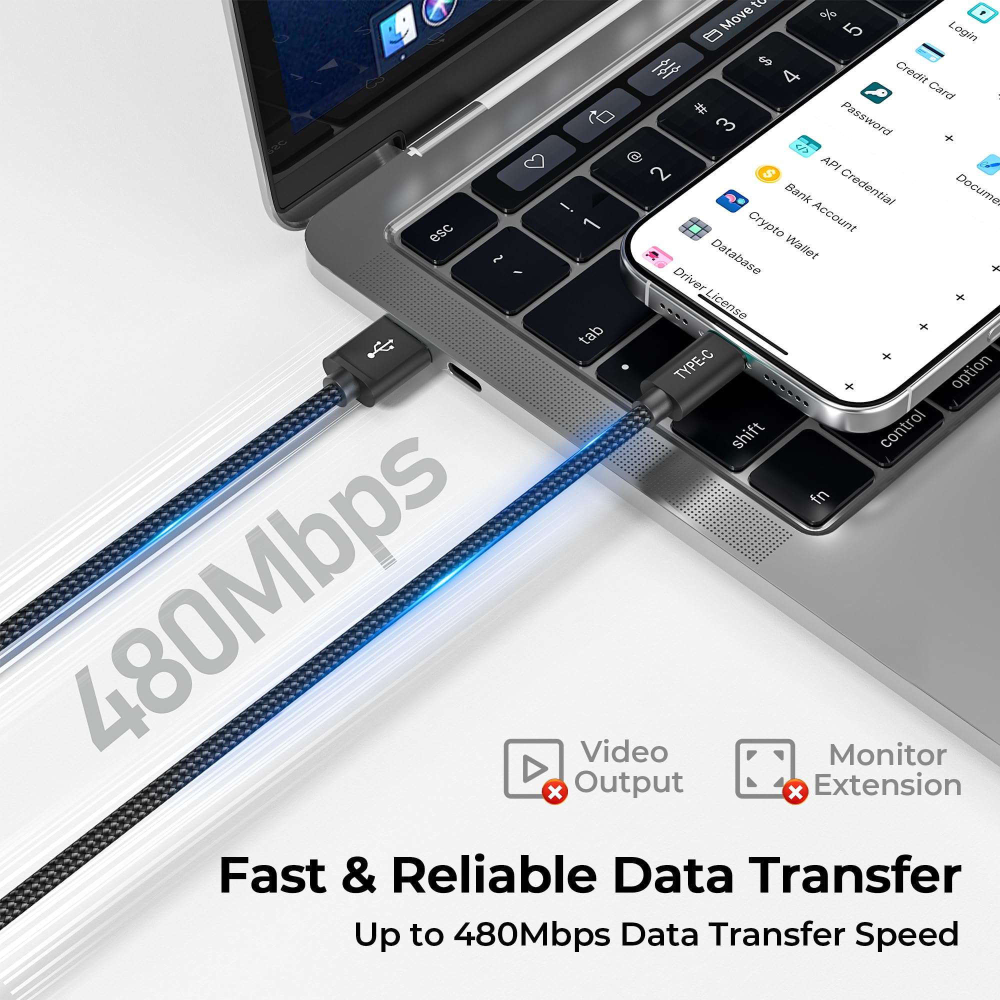 Basesailor USB Type C Charger Cable 3.3FT 2 Pack with USB C to Type C 100W Cable 6.6ft/2Pack for iPhone 15 Max,MacBook,iPad Pro 10 10th Air 4 5th Mini 6 6th Gen,Samsung Note S24 S23 S22,Tab 4