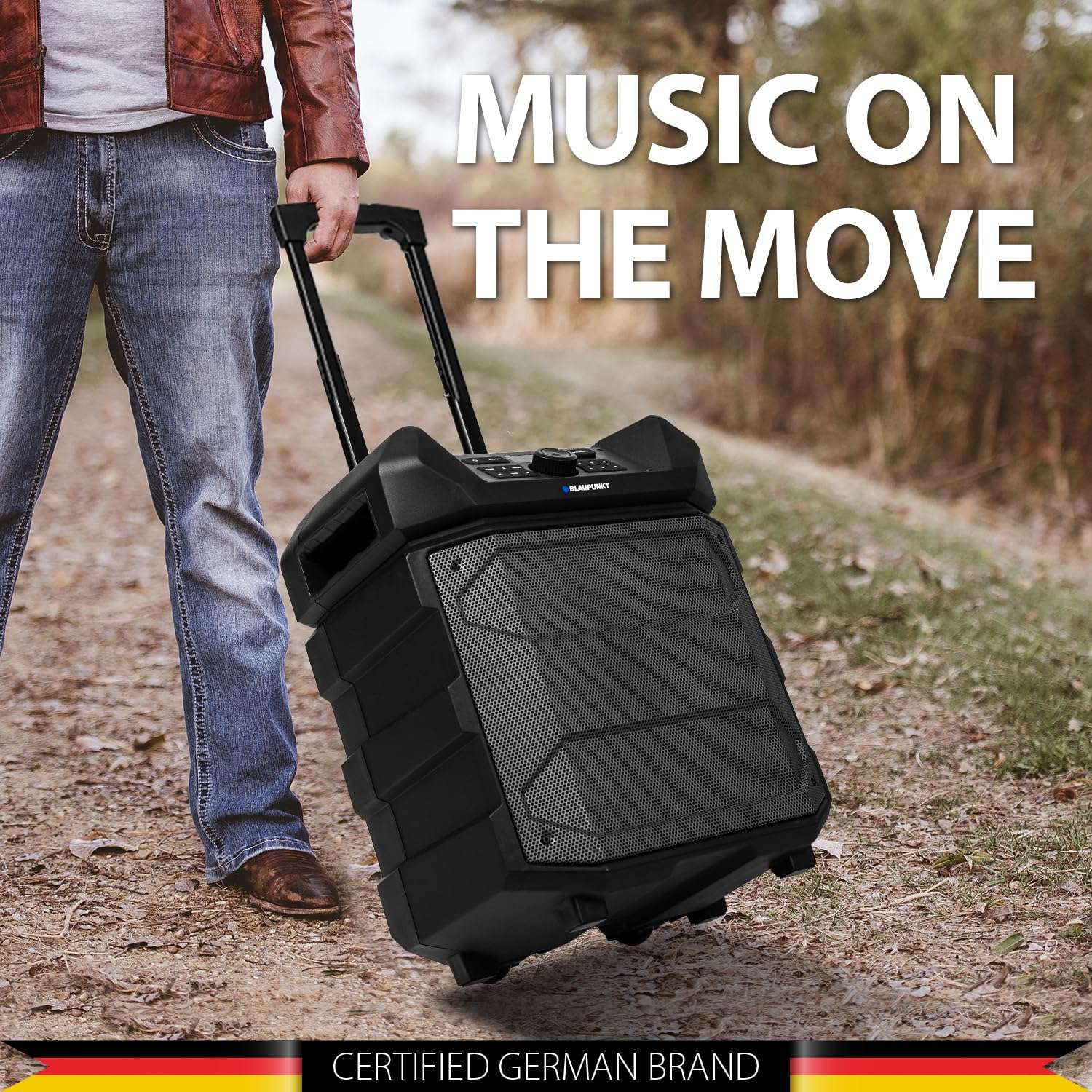 Blaupunkt Newly Launched Rock & ROLL PS150 Wireless Bluetooth 100W Outdoor Party Speaker with Karaoke Mic I 4500mAh Battery I Rugged I On The Wheels - Ultimate Sound for Unforgettable Parties 6