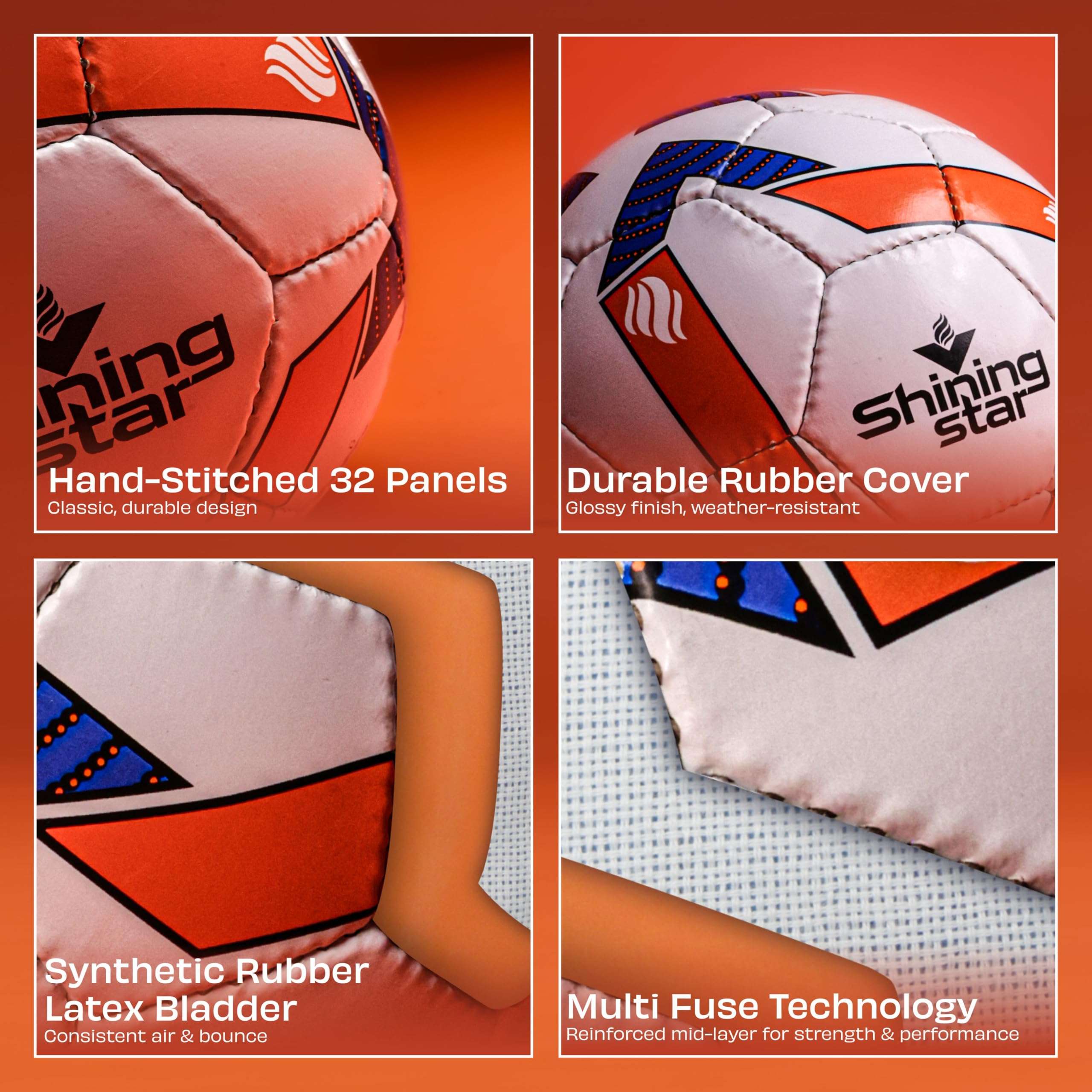 Nivia Shining Star Football, 32 Panel, Rubberized Stitched, to Play on Hard Ground Without Grass, Wet & Grassy Ground, Artificail Turf (Size - 5, Multicolor) 6