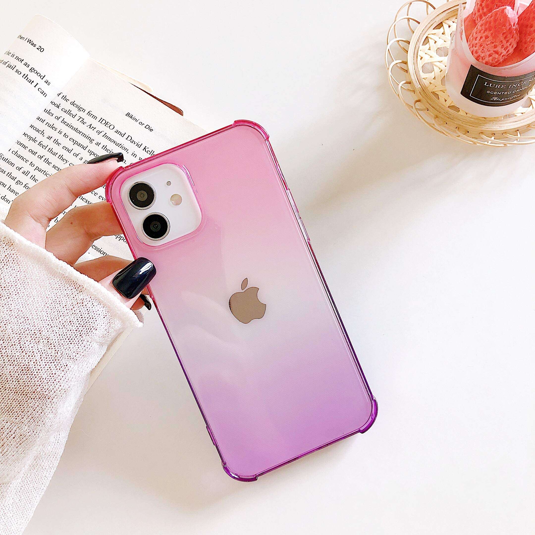 Hapitek Clear iPhone 11 Pro Max Case, Clear Hard Slim HD Transparent Shockproof Protective Cases Hard PC Back Cover + TPU Bumper Mobile Phone Case Compatible with iPhone 11 Pro Max 6.5" (Rose Purple) 5