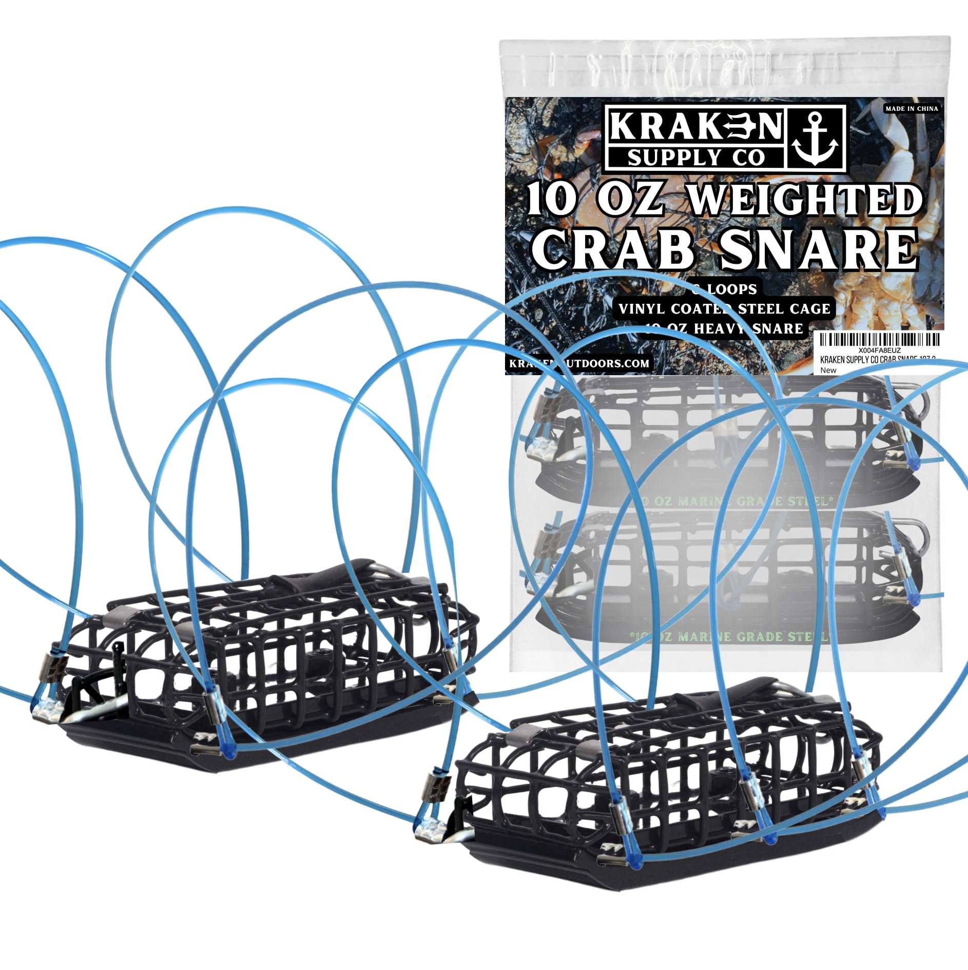 Crab Snare 10 Ounce Weighted Crab Trap Loop Trap Casting for Fishing Pole Dungness Rock Blue Crabs 6 Loops CA, OR, WA Compliant (2) 1