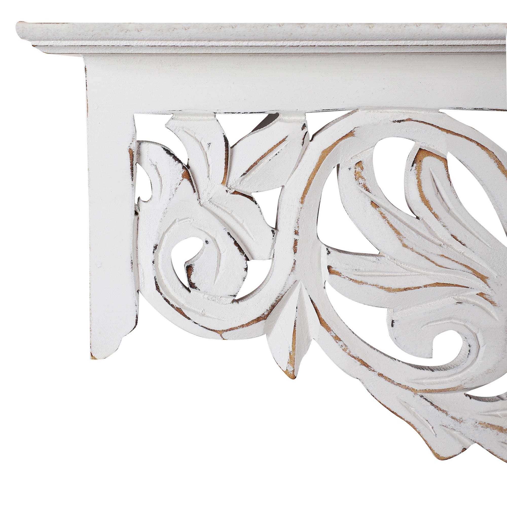 The Urban Store Decorative and Handcrafted Engineered Wood Distressed Wall Shelf - White Finish - 50cm x 15cm x 20cm 4
