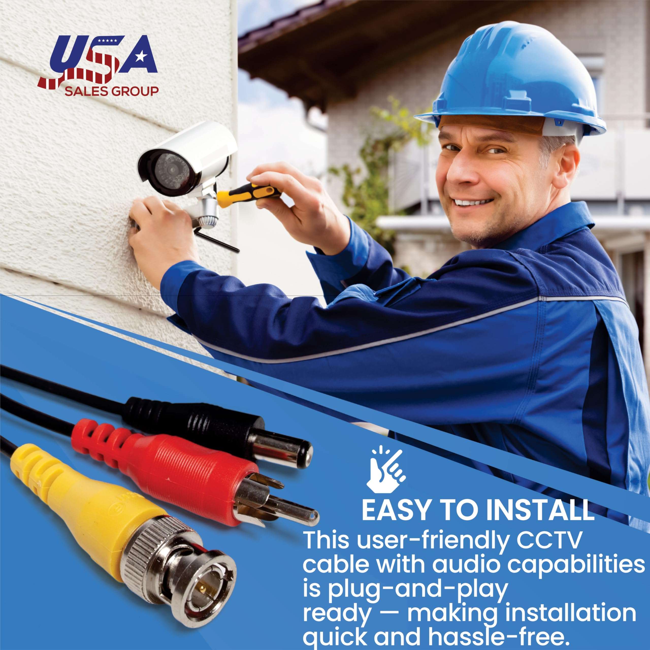 100ft 3-in-1 BNC Security Camera Cable – Pure Copper Audio Video Power Wire for CCTV, DVR, Surveillance Systems – Premium All-in-One Cable with BNC & RCA Connectors – Superior Signal & Noise Reduction 2