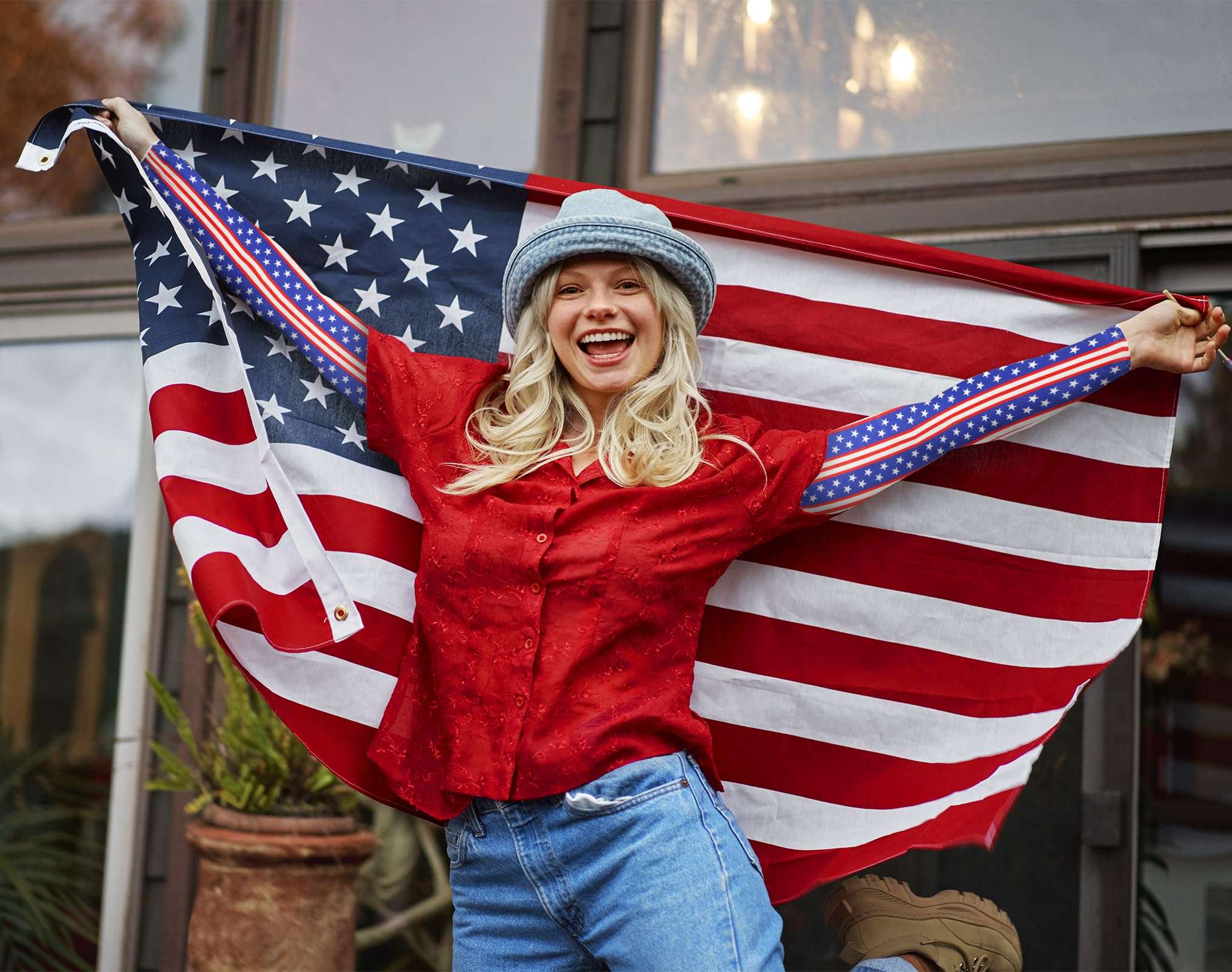 Blinket Labor Day Patriotic Arm Sleeves, USA Flag Cooling Sun Protection Arm Guards for Outdoor Labor, Labor Day Decorations, Unisex Sports Cycling UV Protection Sleeves Style E 4