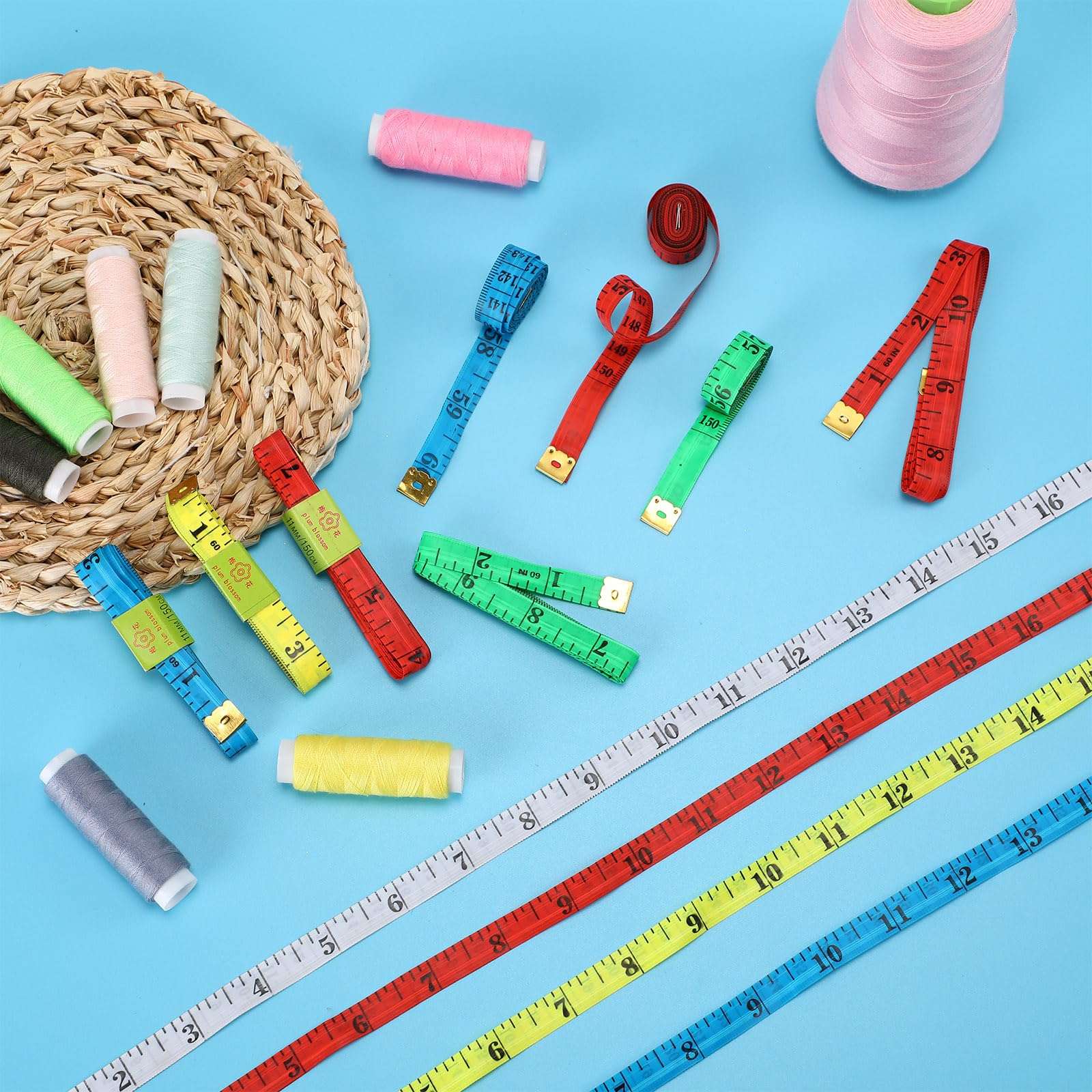 Kigeli 500 Pcs Tape Measure Double Scale 60 Inch/150 cm Soft Tape Measure Ruler Bulk Flexible Fabric Sewing Ruler for Sewing Tailor Cloth Weight Loss Body Measurement Sewing Supplies Knitting Projects 4