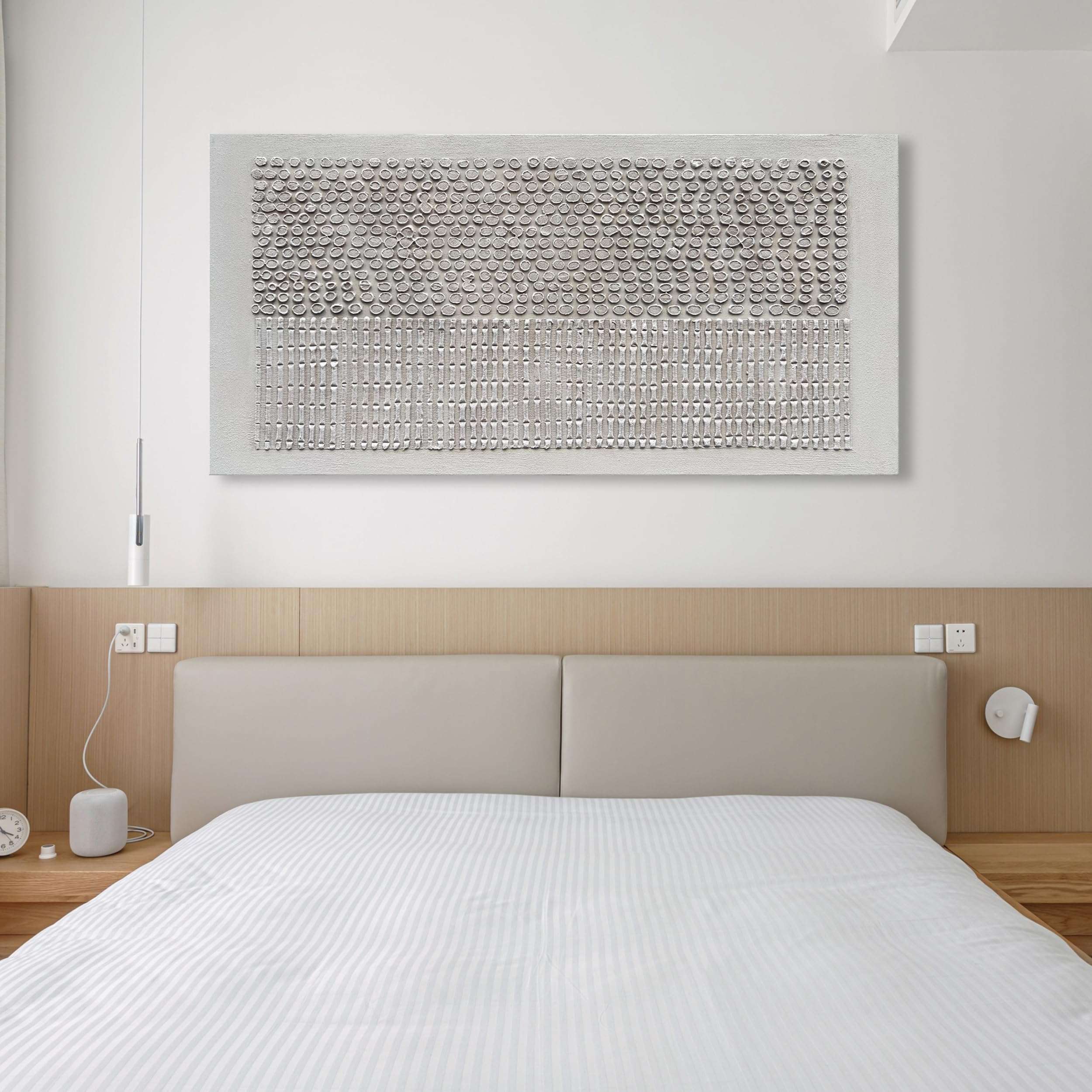 NANKAI Art 30x60 inches White Texture Abstract Art Oil Painting Contemporary Minimalism Art Large Living Room Corridor Office Wall Decoration Art 5