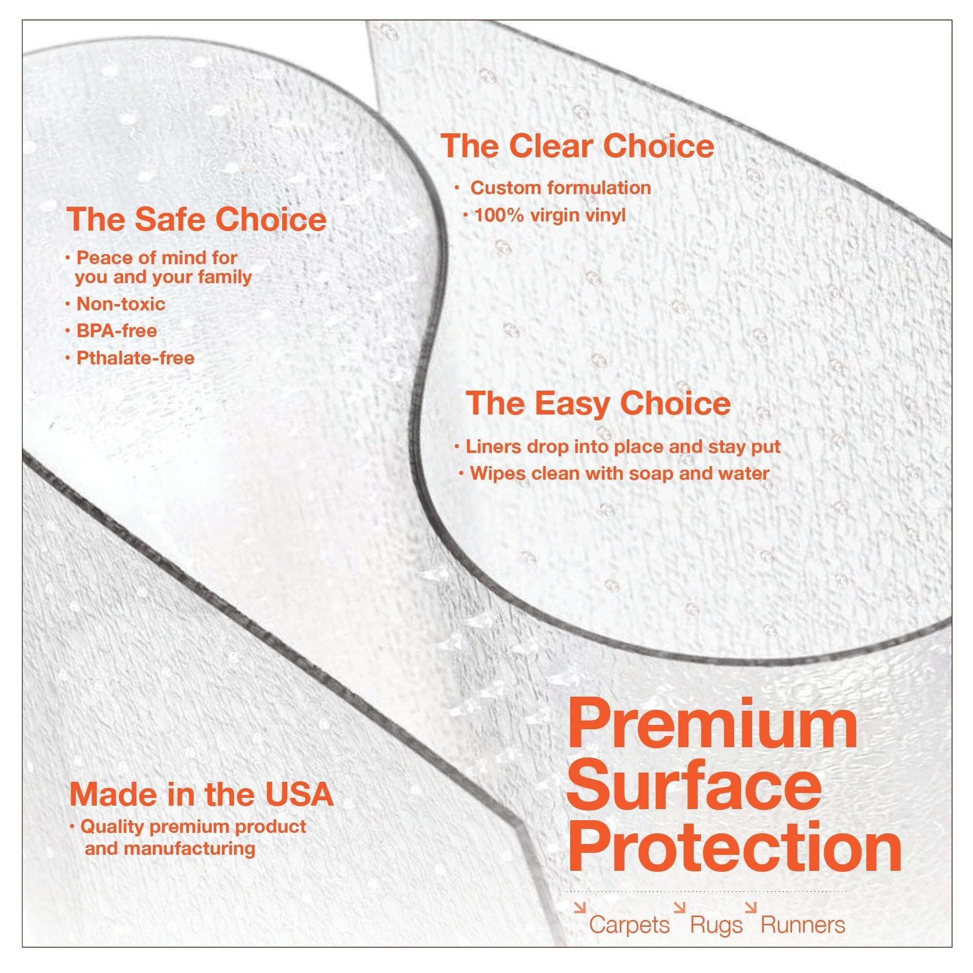 ExactMade - Clear Carpet Runner, USA Made, Safe, 24 x 48 Inch, 2mm Thick Cleated Vinyl, Clear Vinyl Carpet Protector for Rug, Plastic Runner for Carpet Protection 5