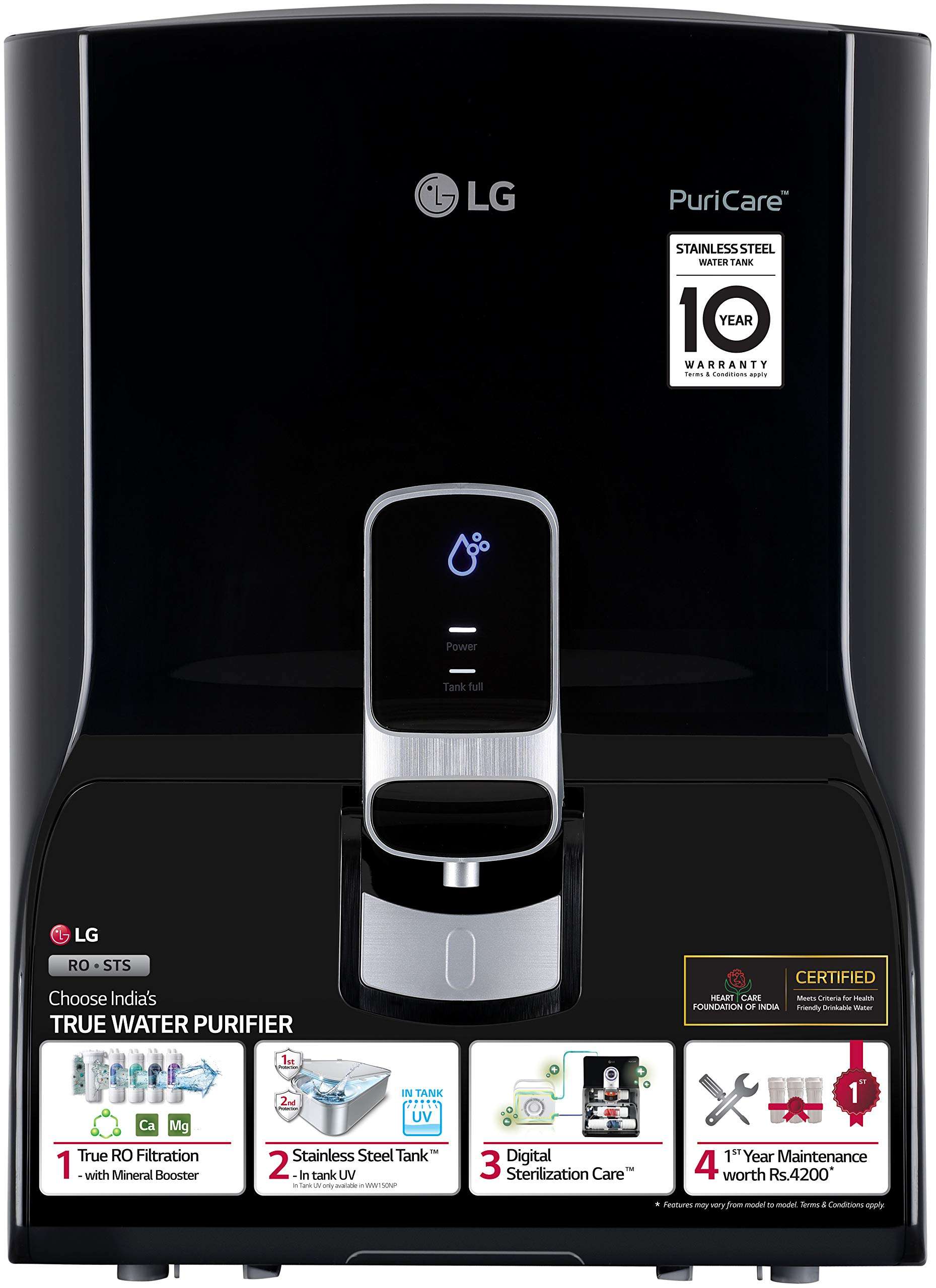 LG Puricare WW140NP RO + Mineral Booster Water Purifier with Dual Protection Stainless Steel Tank 1