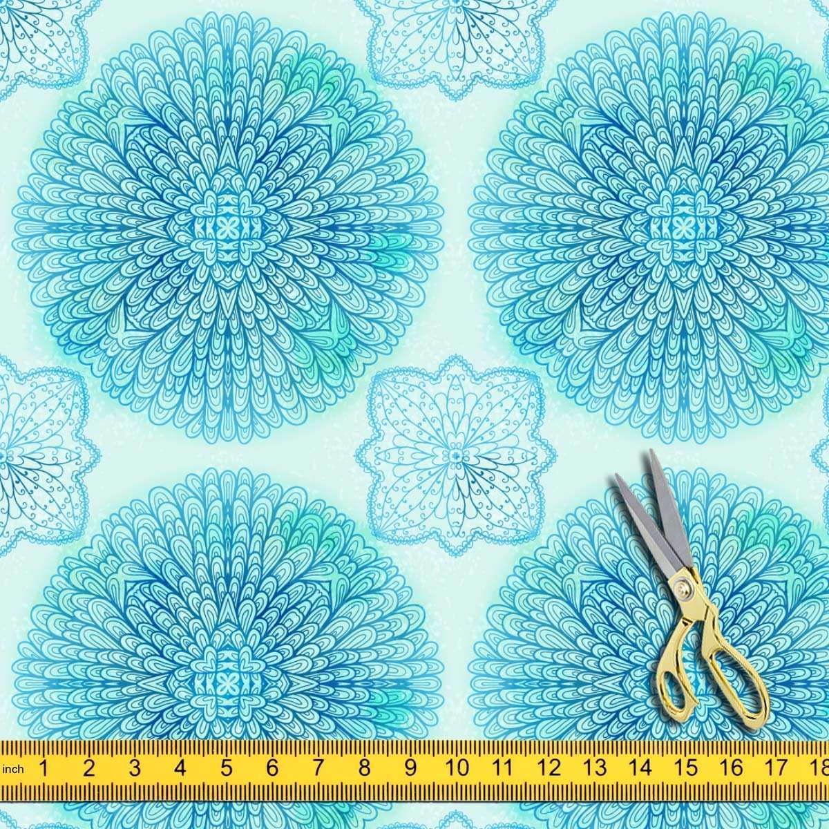 ArtzFolio Ethnic Ornament D5 | Satin Upholstery Fabric by Metre | for Curtains, Cushions, Furnishing, Craft, Dress Material | Width 1.3metre (52inch) | Length 5 metre (200 inch / 508 cms) 1