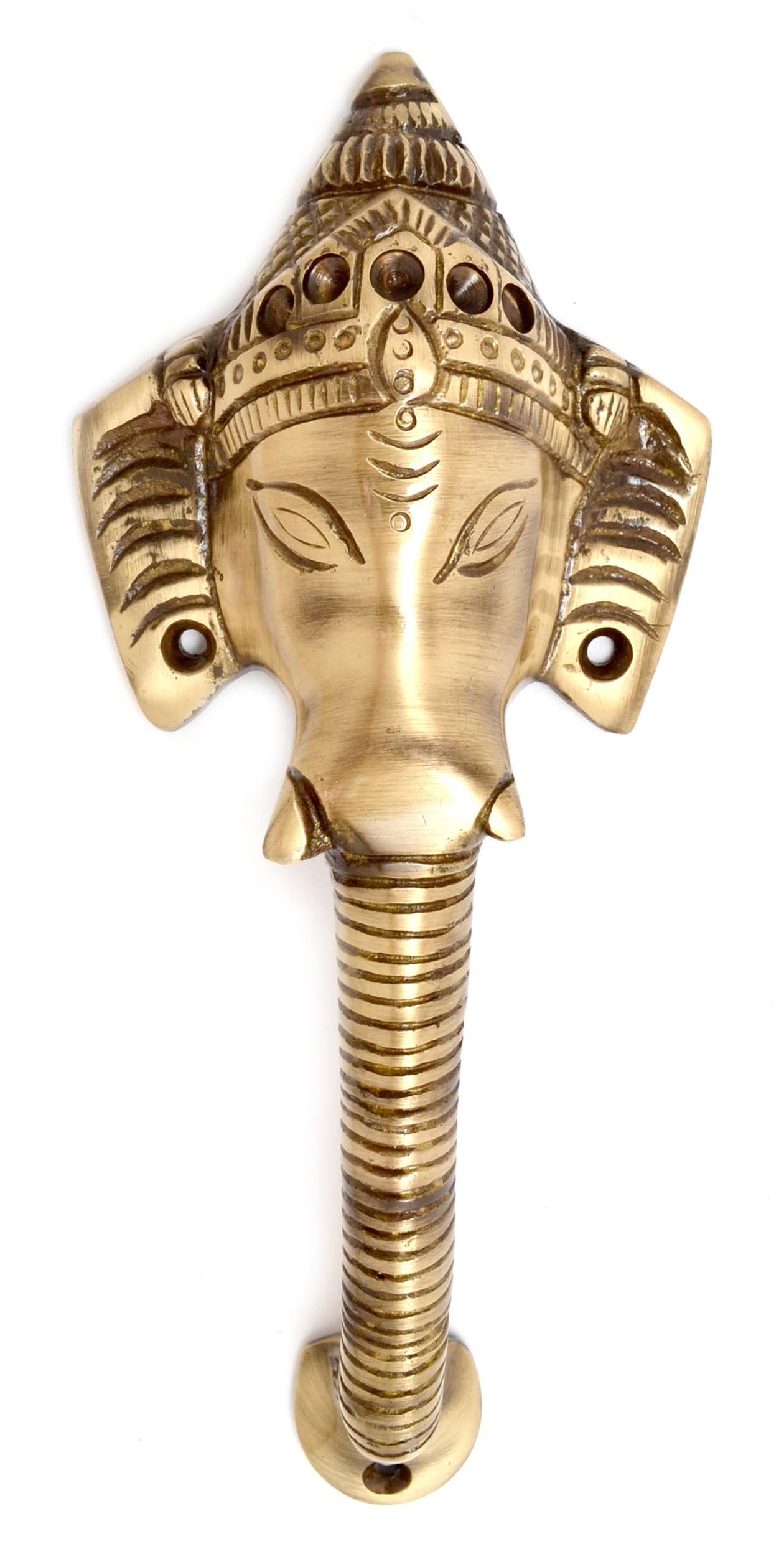 Two Moustaches VZH068 Brass Crown Ganesha Door Handle 1