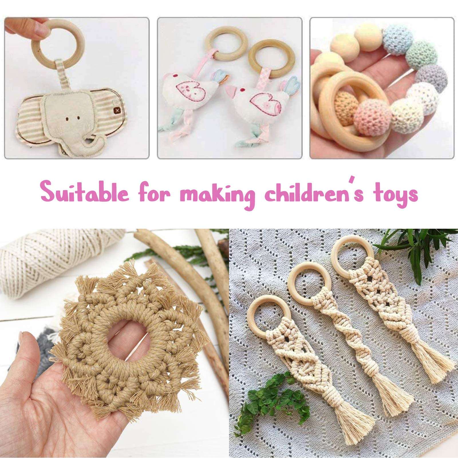 GIFTI SKY Art and Crafts Natural Smooth Unfinished Wooden Round Rings (2.75 Inches) - Set of 10 4