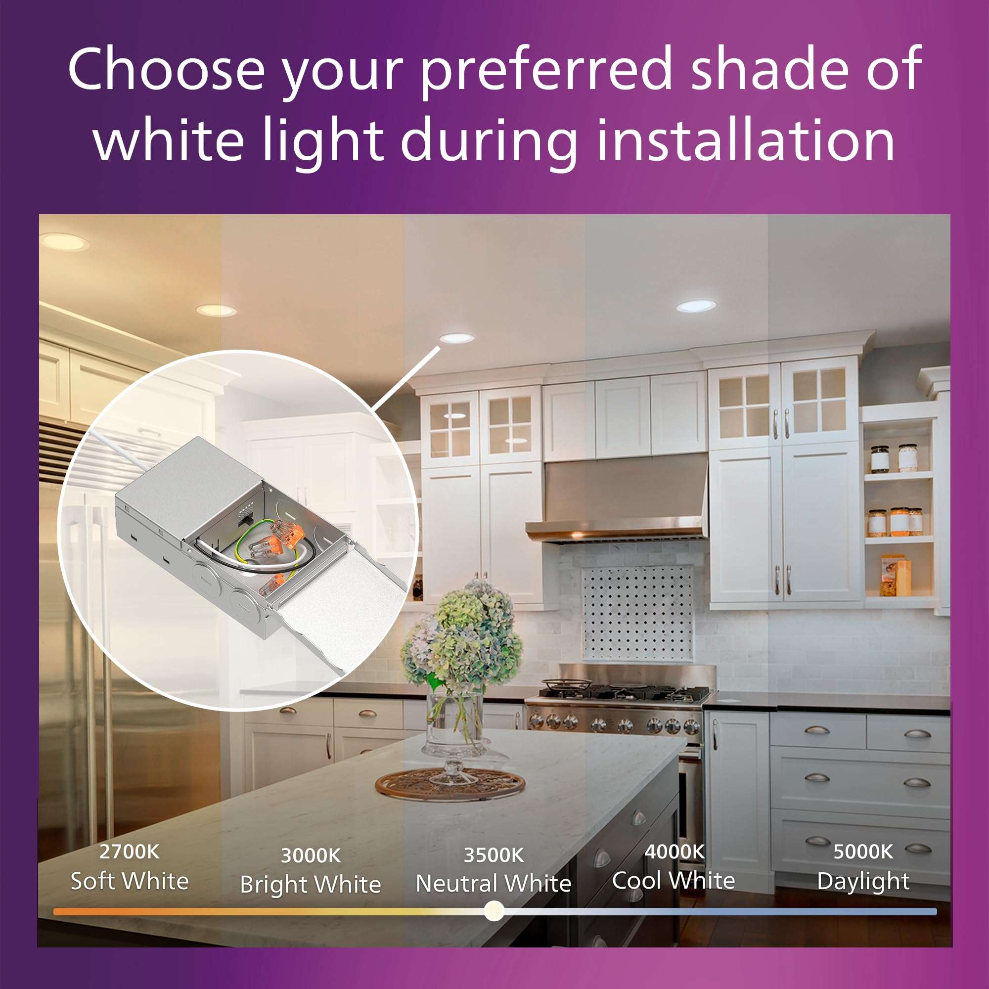 Philips LED 4-Inch Slim Downlight, 12 Pack, Canless Design, 800 lm, Dimmable, EyeComfort, 10.5W, 5 CCTs 2700-3000-3500-4000-5000K, 25,000 Hours 5