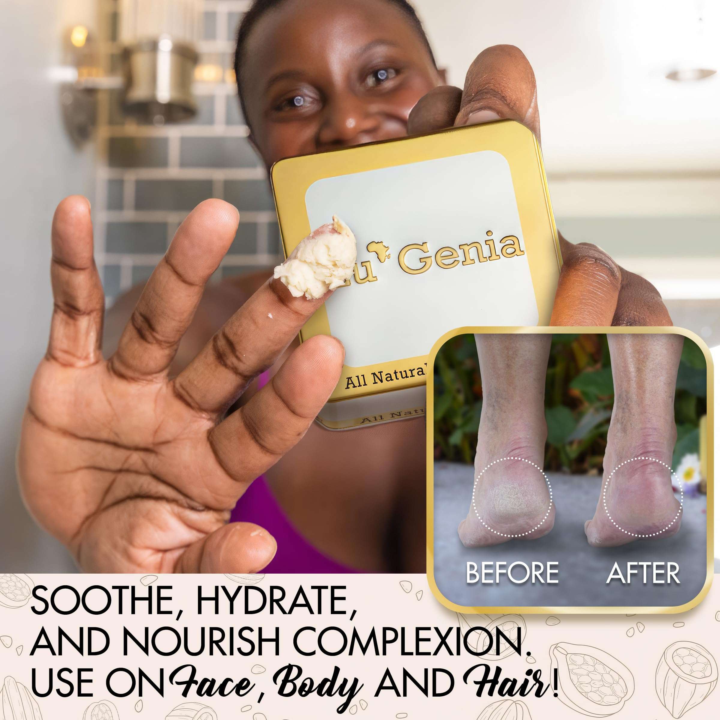 Eu'Genia Anti-Aging Shea Butter Balm: Unscented 12 oz, 100% Pure Unrefined Ghanaian Shea, Premium Face & Body Moisturizer for All Skin and Hair Types 5