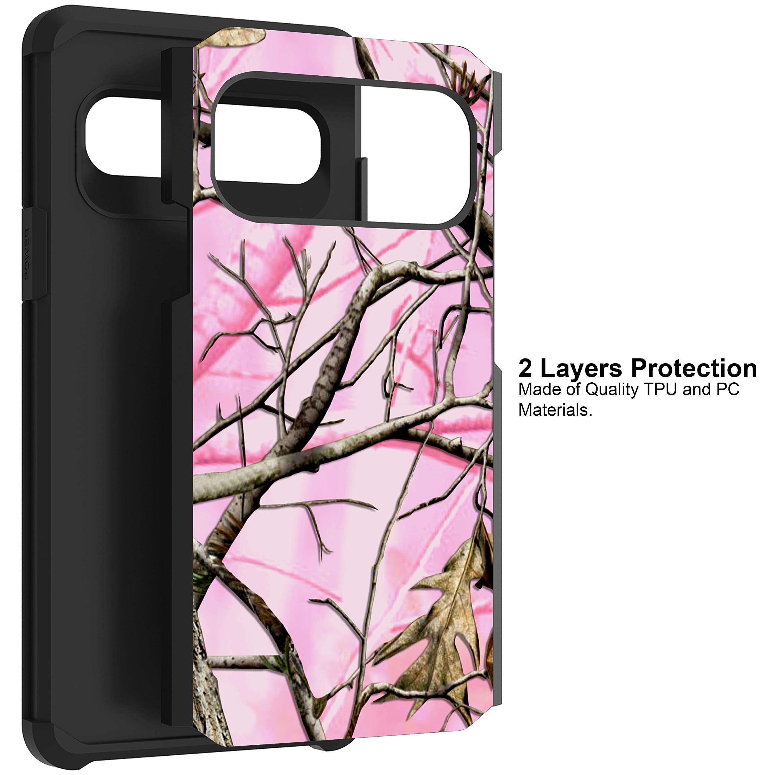 MINITURTLE Compatible with Samsung Galaxy S10 5G G977 Slim Fitted Dual Layer Protective Case - Pink Tree Camo 3