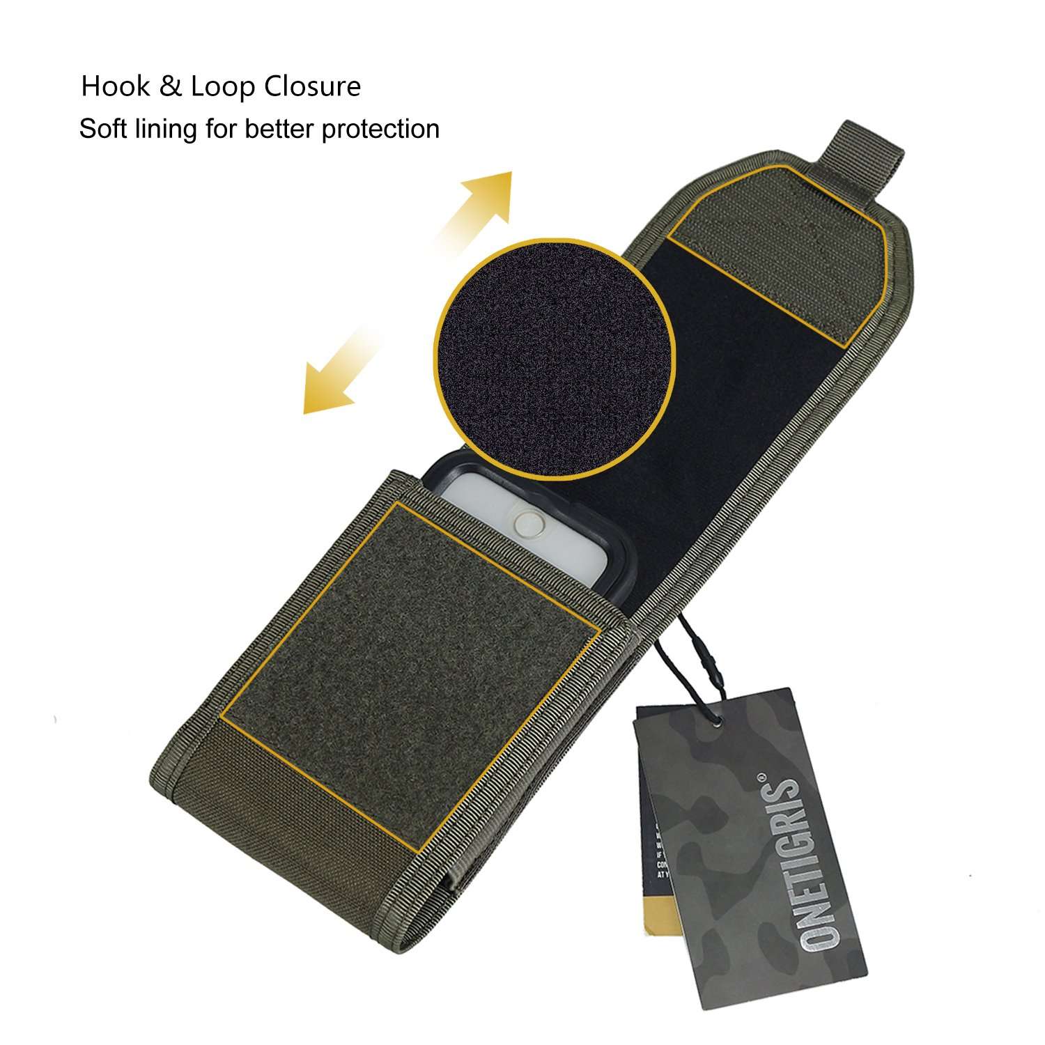 OneTigris Phone Pouch, Tactical Cell Holster with MOLLE Strap, for iPhone 17 Pro Max/Air/17 Pro/17/16 Pro Max/15 Pro Max/14 Pro Max/13 Pro Max, for Galaxy S25 Ultra 3