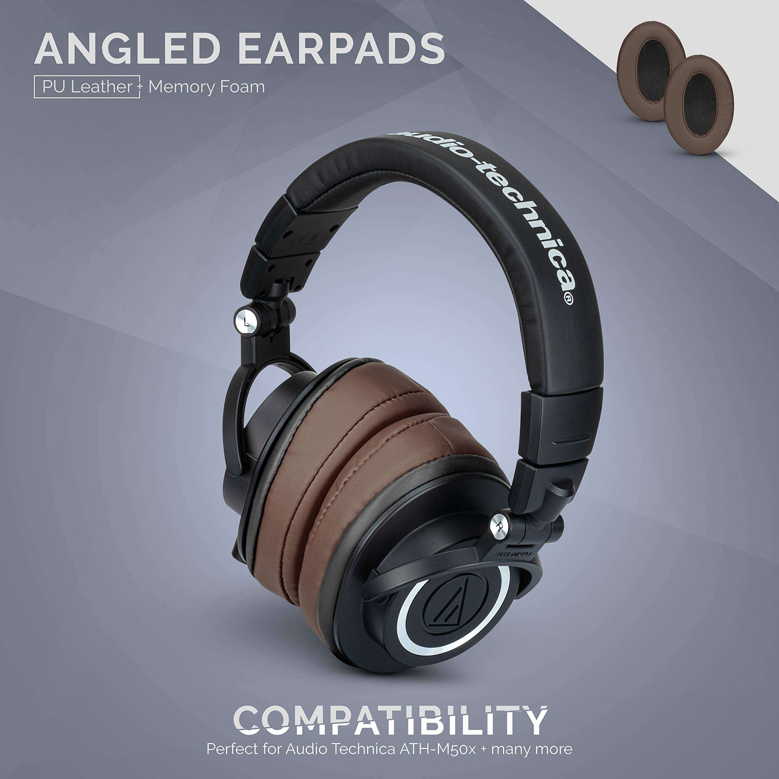 Brainwavz Angled Memory Foam Earpad - Suitable for Large Over The Ear Headphones - AKG, HifiMan, ATH, Philips, Fostex (Brown) 5