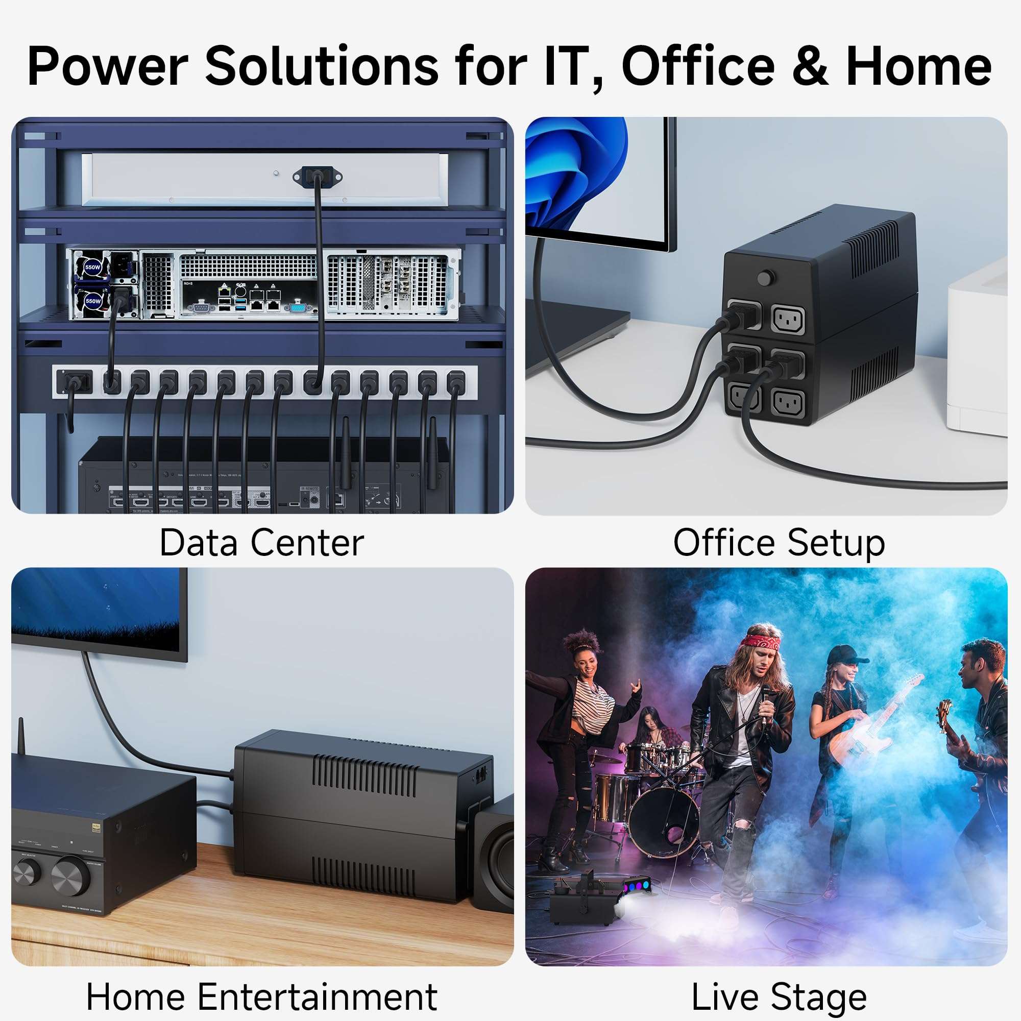 Cable Matters 2-Pack Computer to PDU Power Extension Cord - 6ft, IEC C14 to IEC C13 PDU Power Cord, 10A, 18AWG, Black 4