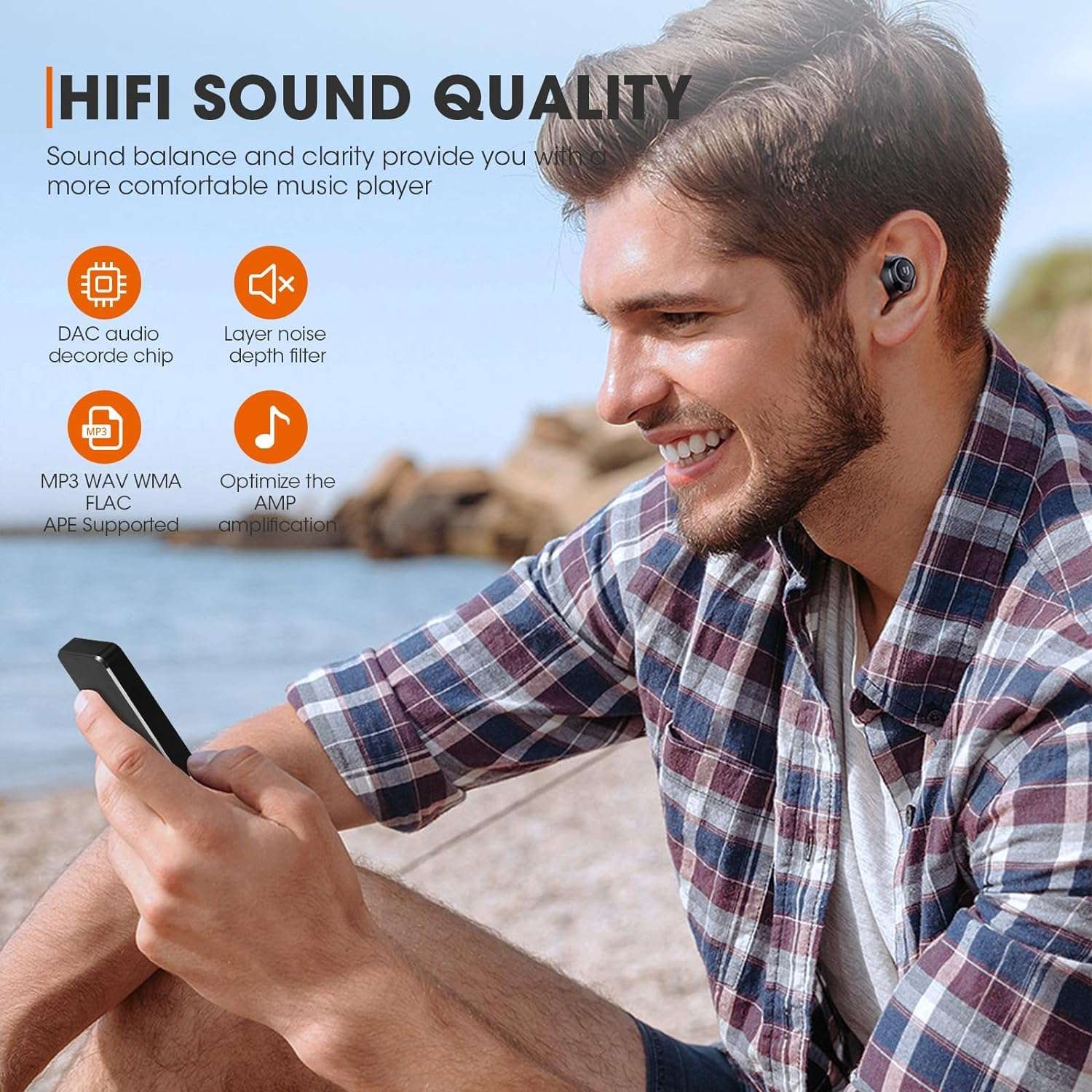 144GB MP3 Player with Bluetooth 5.2, Music Player with Built-in Speaker/FM Radio/Voice Recorder/E-Book Reader, Lossless Sound Multifunctional Mini Design Ideal for Sport Running (Earphones Included) 3