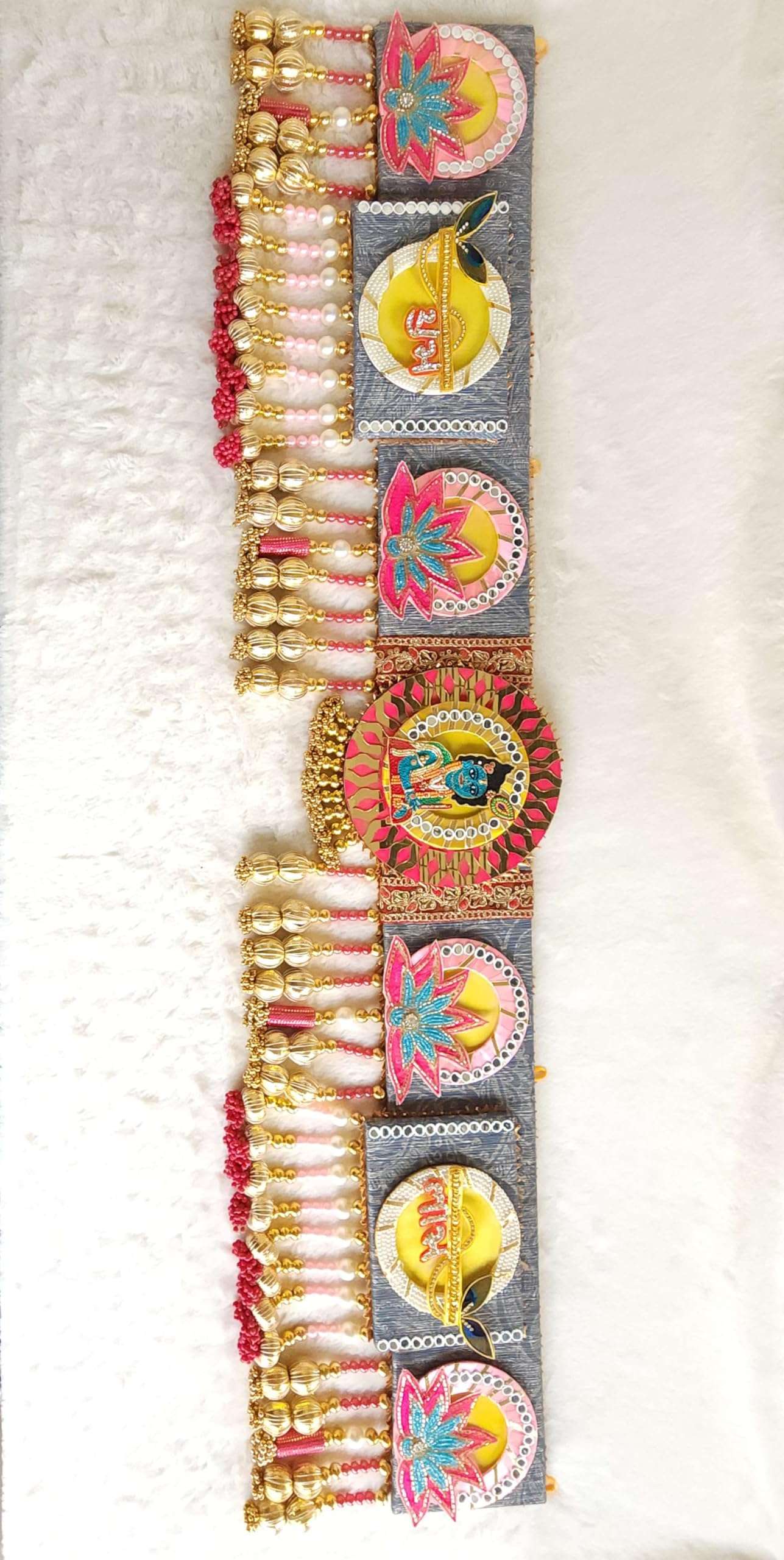 Netra Arts Krishna Bandhanwar Toran, Ethnic Entrance Hanging for Puja & Festivals, Spiritual Housewarming Decoration(Multicolor_40*9 inches) 4