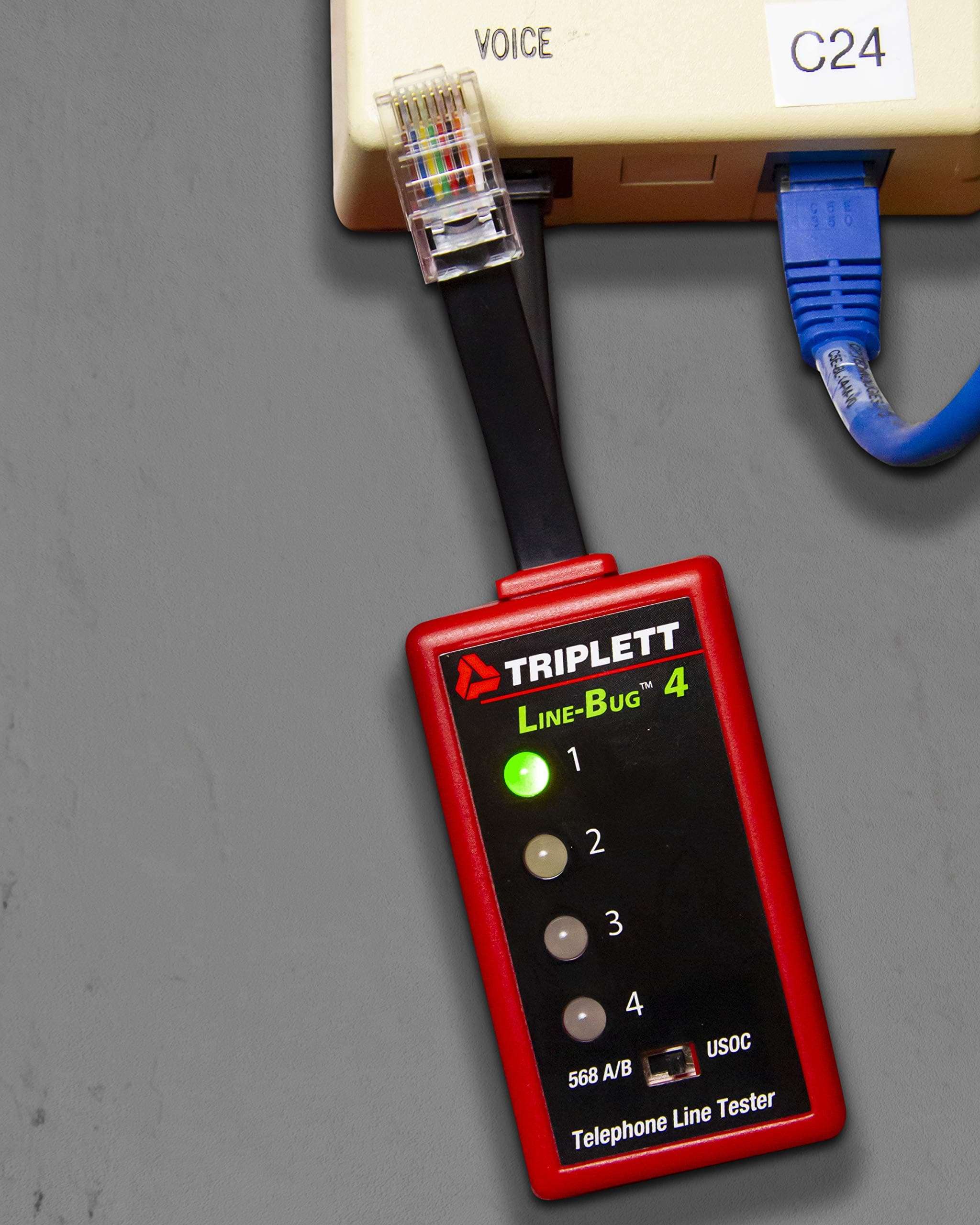 Triplett Line-Bug 4 Telephone and LAN Line Tester - Detect Damaging Currents on RJ11 and RJ45 Lines (9615) 4