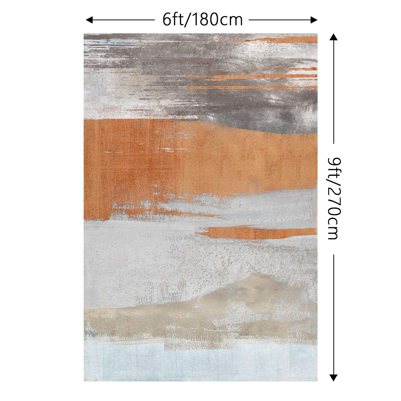 Eroyat Abstract Slim Area Rug, 3x5 Feet Non-Slip for Living Room Bedroom, Indoor Entryway Kitchen, Office - Non-Shedding Soft Low Pile Floor Decor, Gray-Orange 2