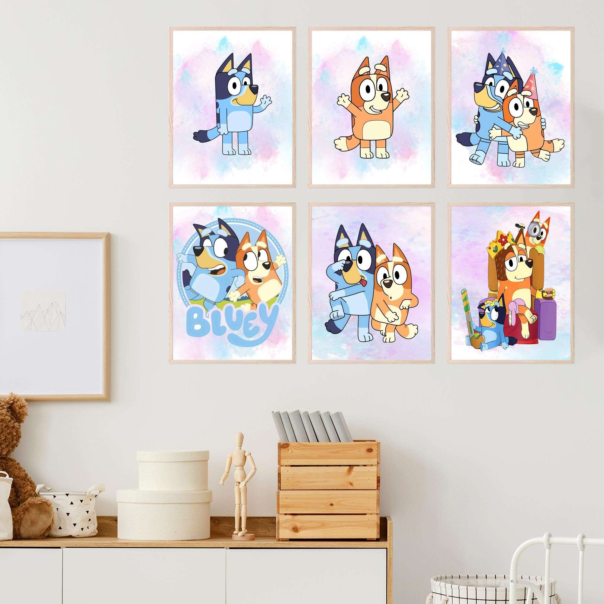BigWig Prints Bluey Poster - Bluey Room Decor, Posters for Boys Room, Kids Wall Art for Bedroom, Toddler Wall Art, Cartoon Artwork for Nursery Decor, Kids Cartoon Prints - Set of 6 (8x10”) Unframed 3