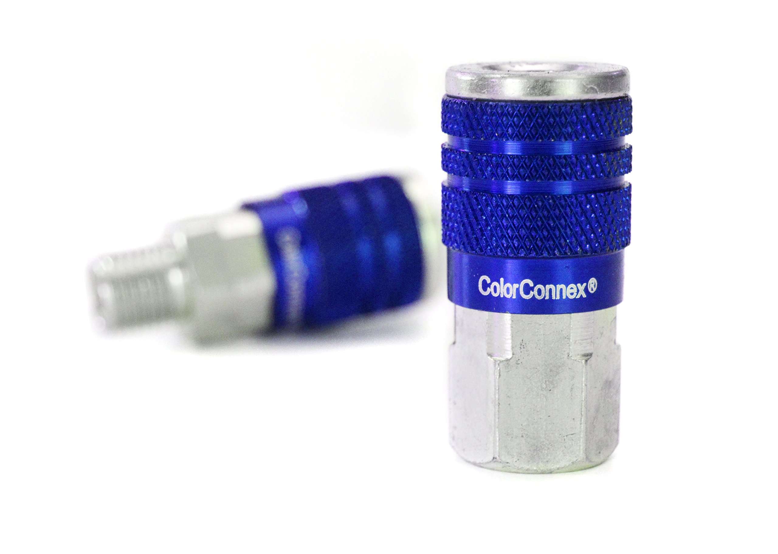 ColorConnex Coupler & Plug Kit, Automotive Type C, 1/4" NPT, Blue, 14-Piece - A72458C 2
