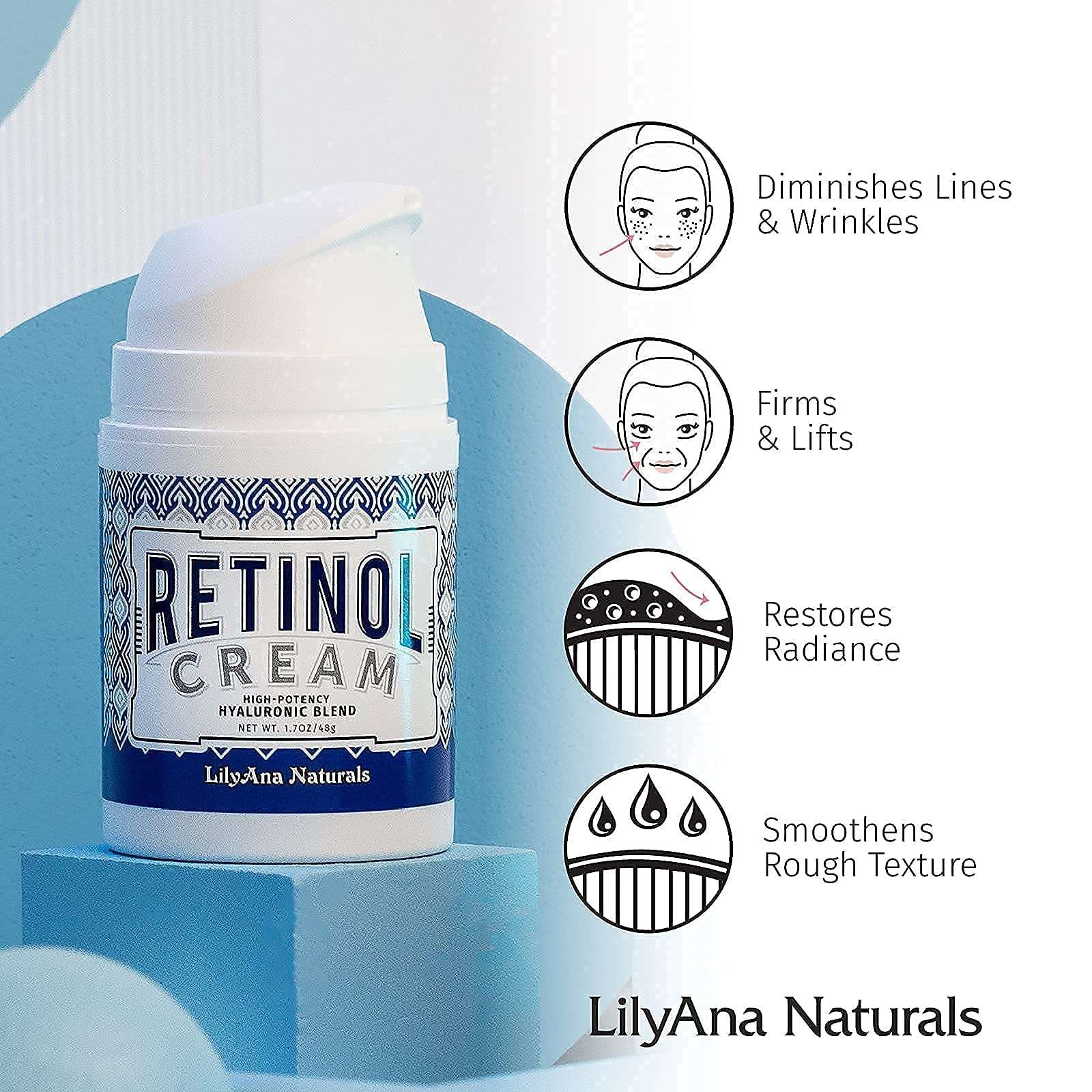 LilyAna Naturals Retinol Cream Moisturizer 1.7 Oz and Charcoal Face Scrub 3 Oz Bundle - Anti Aging, Retinol Moisturizer, Wrinkle Cream for Face and Anti-Aging Facial Exfoliator for Women and Men 5
