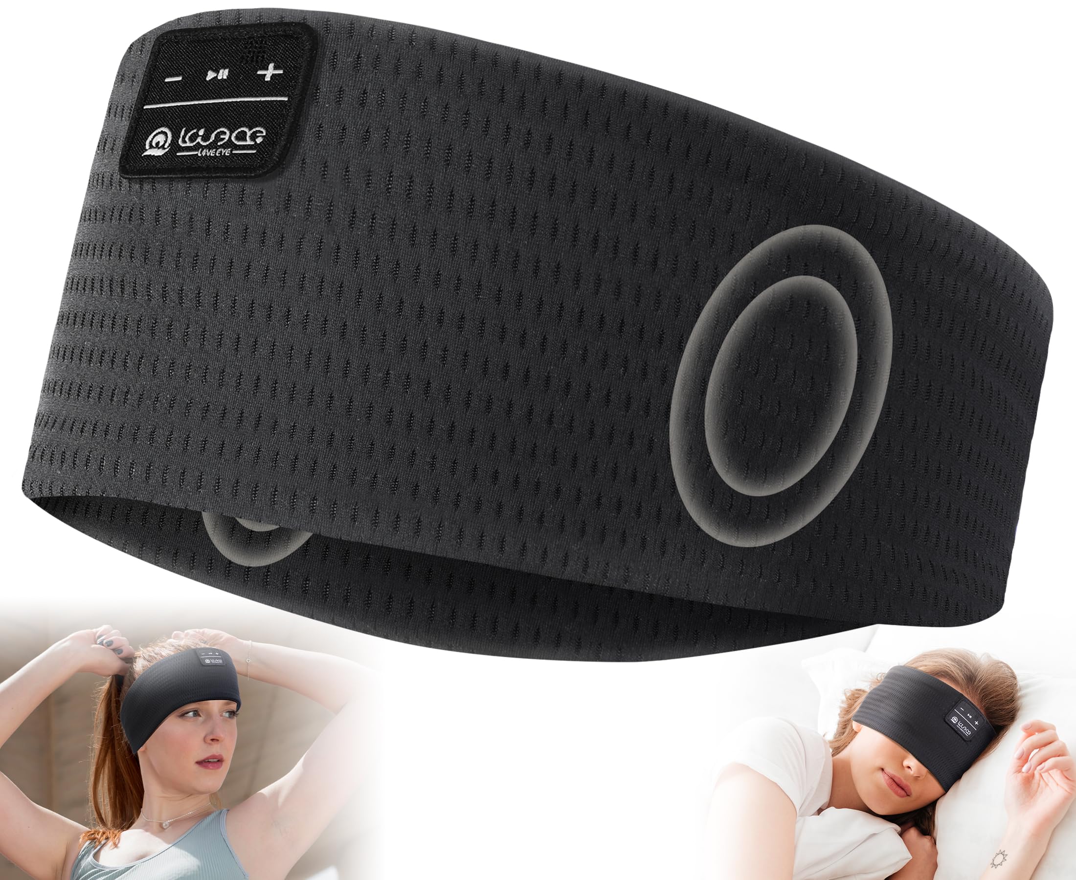 LOVE EYE Sleep Headphones Wireless Headband Headphones Bluetooth 5.4 for Side Sleeper Bluetooth Headband Earphones for Sports for tech Gadgets Gifts