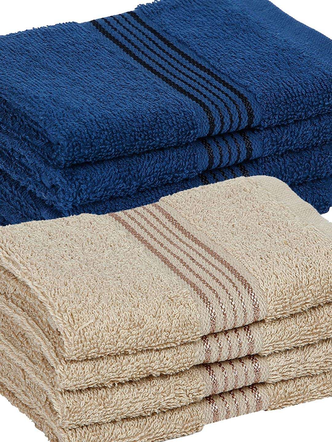 KOPA Quick Dry 100% Cotton Soft Terry Towel -8pc Face Towel (d'ross) - Super Absorbent, Lightweight, Odour Free - for Men, Women, Kids Solid-Multi 5