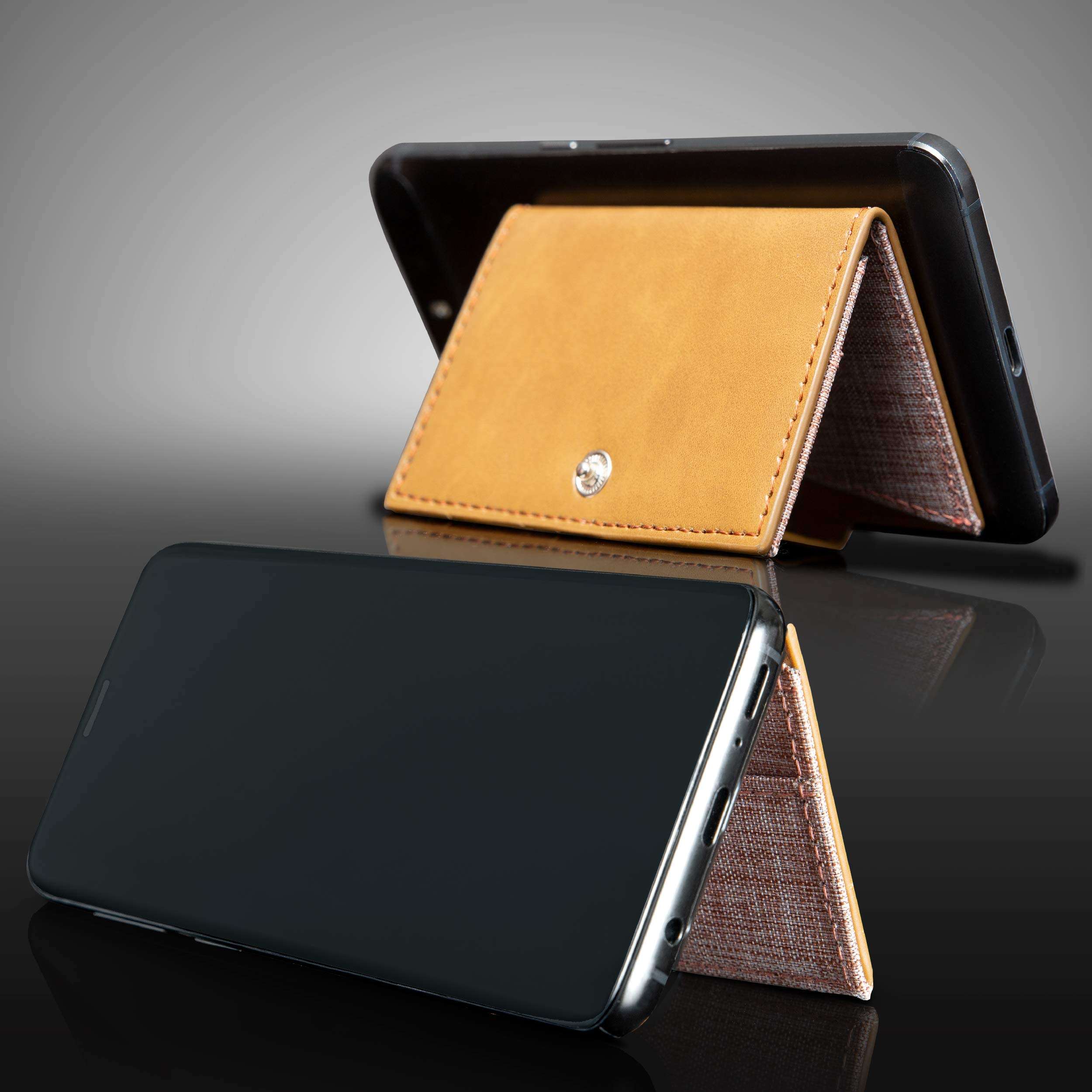 Cell Phone Card Holder Stick on Wallet Phone Pocket for iPhone, Android and All Smartphones (Black and Grey) 6