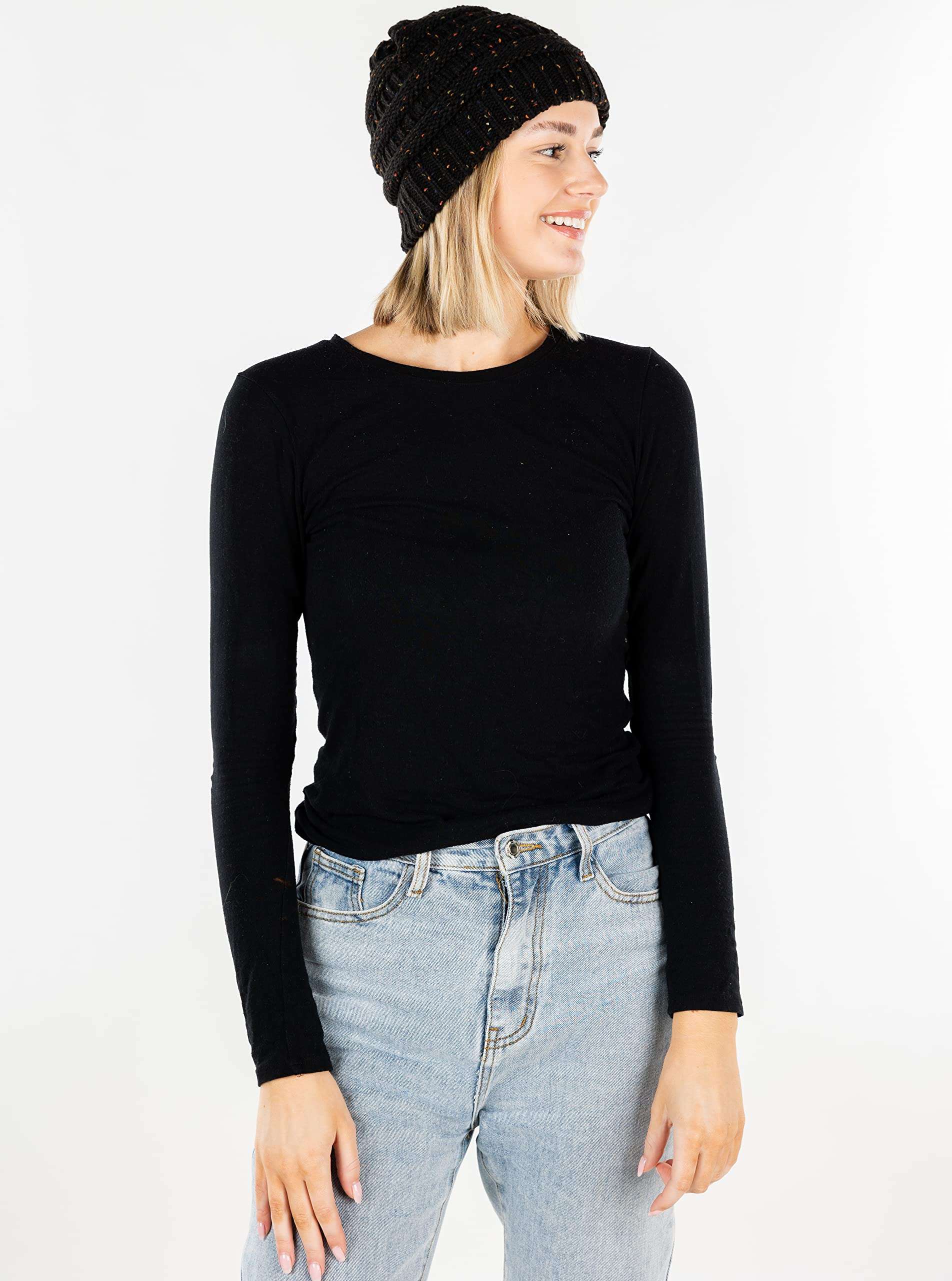 Funky Junque Confetti Knit Beanie - Black 6