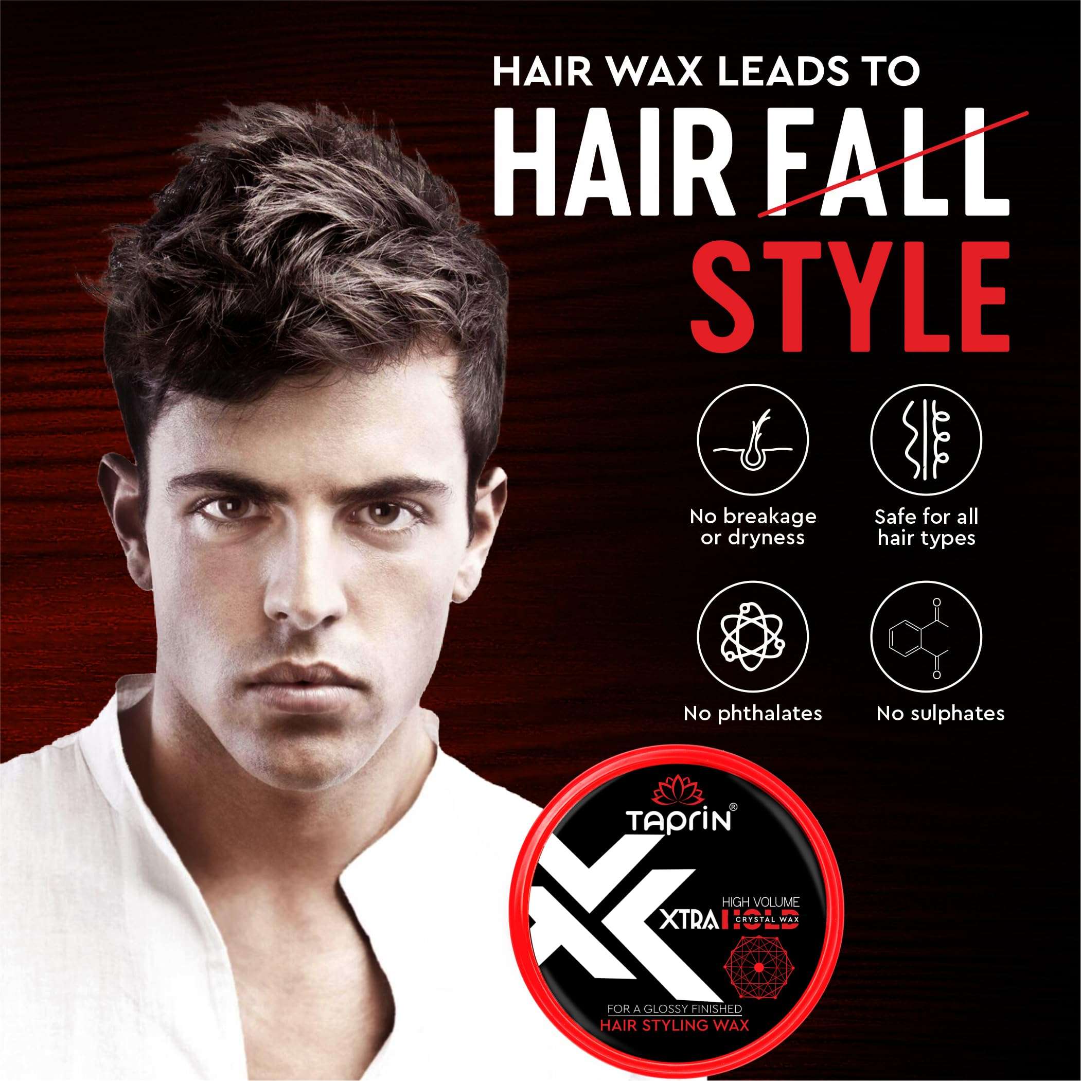 Taprin High Volume Xtra Strong Hold Hair Styling Wax 80ml | Glossy Finish, Shine, Styling wax | Hair Wax for Men 4