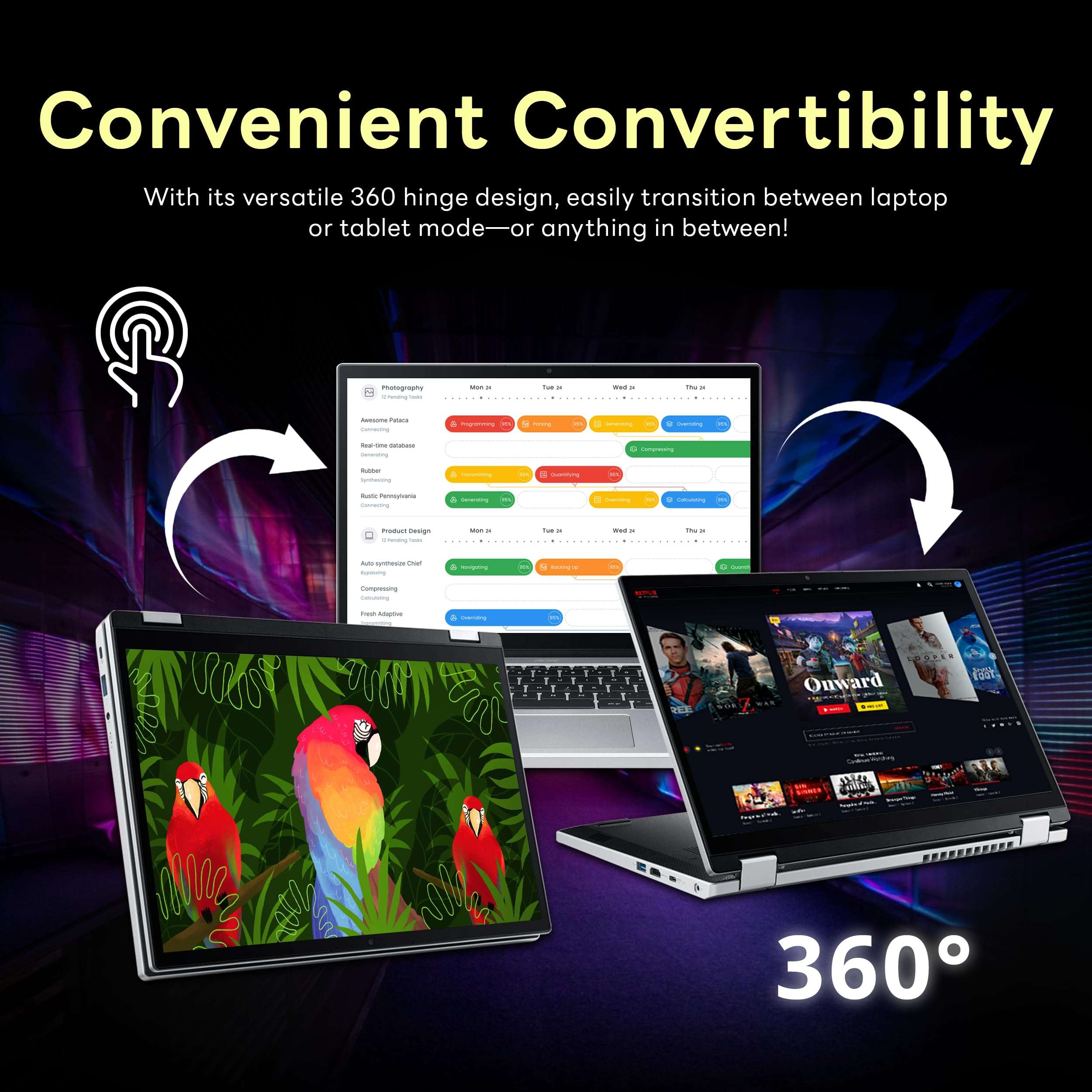 acer Aspire 3 Spin 14" 2-in-1 Laptop, WUXGA(1920 x 1200) IPS Touchscreen, Intel i3-N305, 8GB LPDDR5x, 416GB Storage(256GB SSD+160GB Docking Station Set), Wi-Fi 6, Webcam, Win 11 S, Silver 5