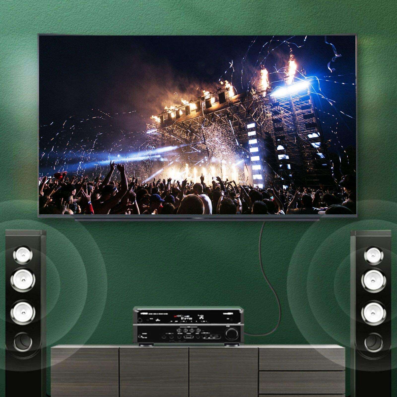 Bangun 90 Degree Toslink Optical Audio Cable 6 Foot, Slim S/PDIF Digital Right Angle Fiber Optic Audio Cord for Soundbar/TV 6