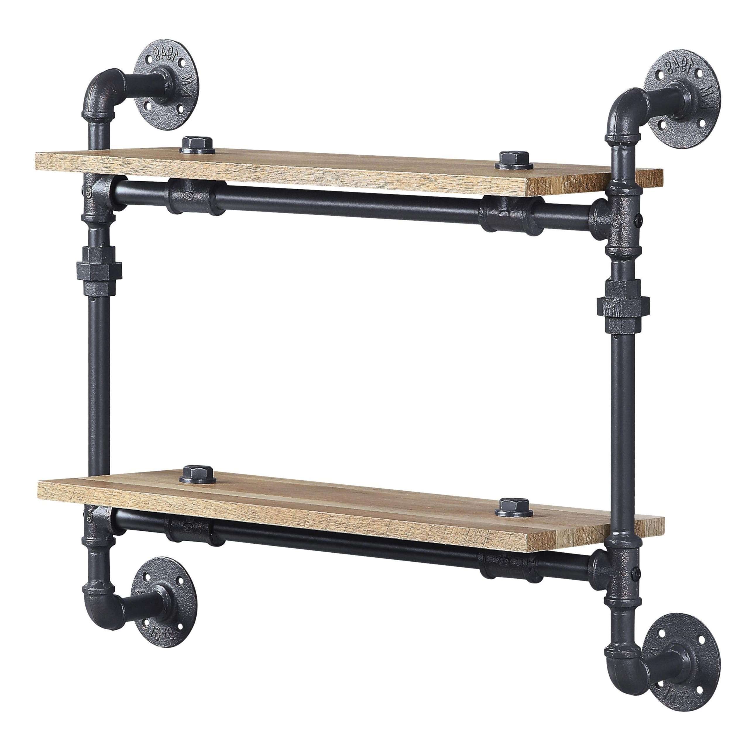 neolun Stylish and Functional 2-Tier Wall Shelf with Industrial Design, Sturdy Metal Frame, Black Finish 5