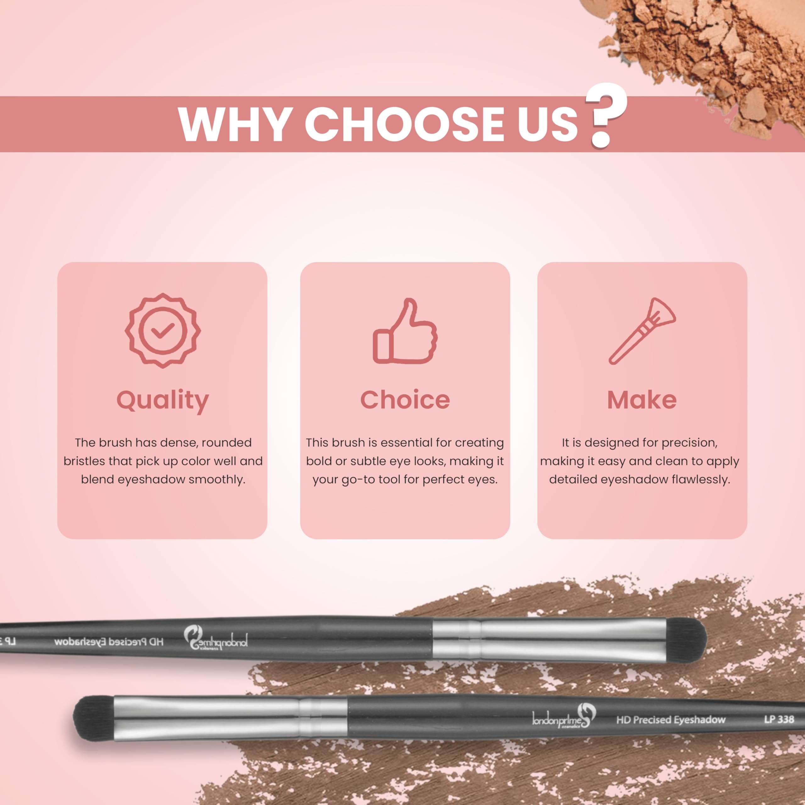 LONDON PRIME HD Precised Eyeshadow Brush LP 338 - Professional Eye Makeup Brush for Powder, Cream & Glitter - Soft Synthetic Bristle Precision Eyeshadow & Blending Brush - Travel-Friendly, Daily Use 5