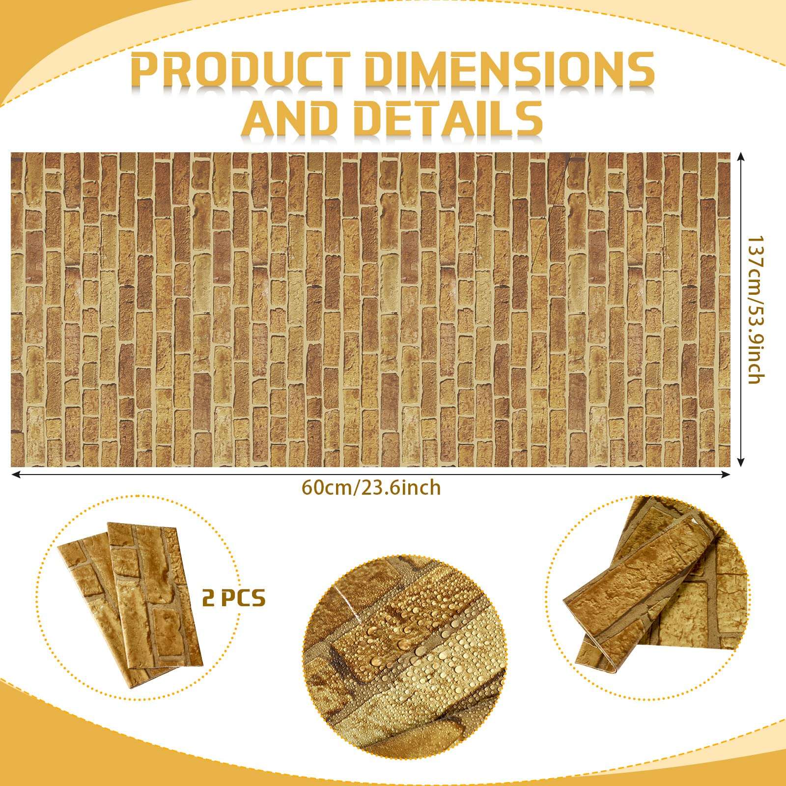 2 Sheet 4.5 x 9 Ft Brick Stone Wall Backdrop Stone Wall Scene Setter Brick Sheet Wallpaper Curtains Door Removable Brick Tablecloth Photo for Halloween Christmas Party Home Decor 3