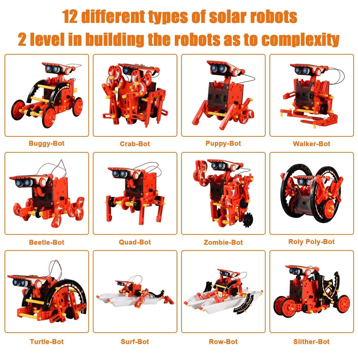 Solar Robot Kit for Kids Age 8-12, STEM Building Toys,6-in-1 Build Your Own Robot with Solar Panel & Battery Power, Science Educational Christmas Birthday Idea Gifts for Boy Age 8 9 10 11 12 2