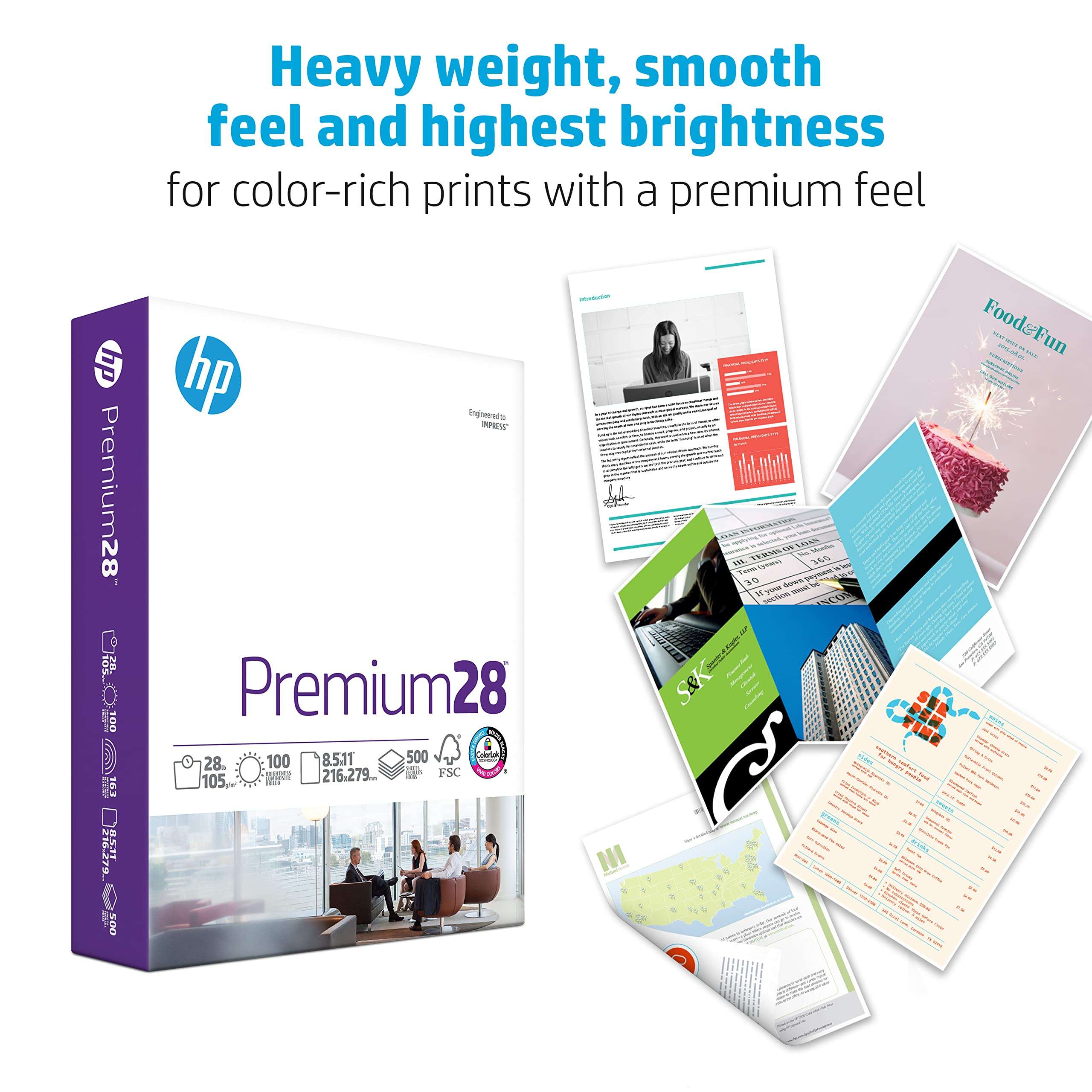 HP Printer Paper | 8.5 x 11 Paper | Premium 28 lb | 1 Ream - 500 Sheets | 100 Bright | Made in USA - FSC Certified | 205200R 4