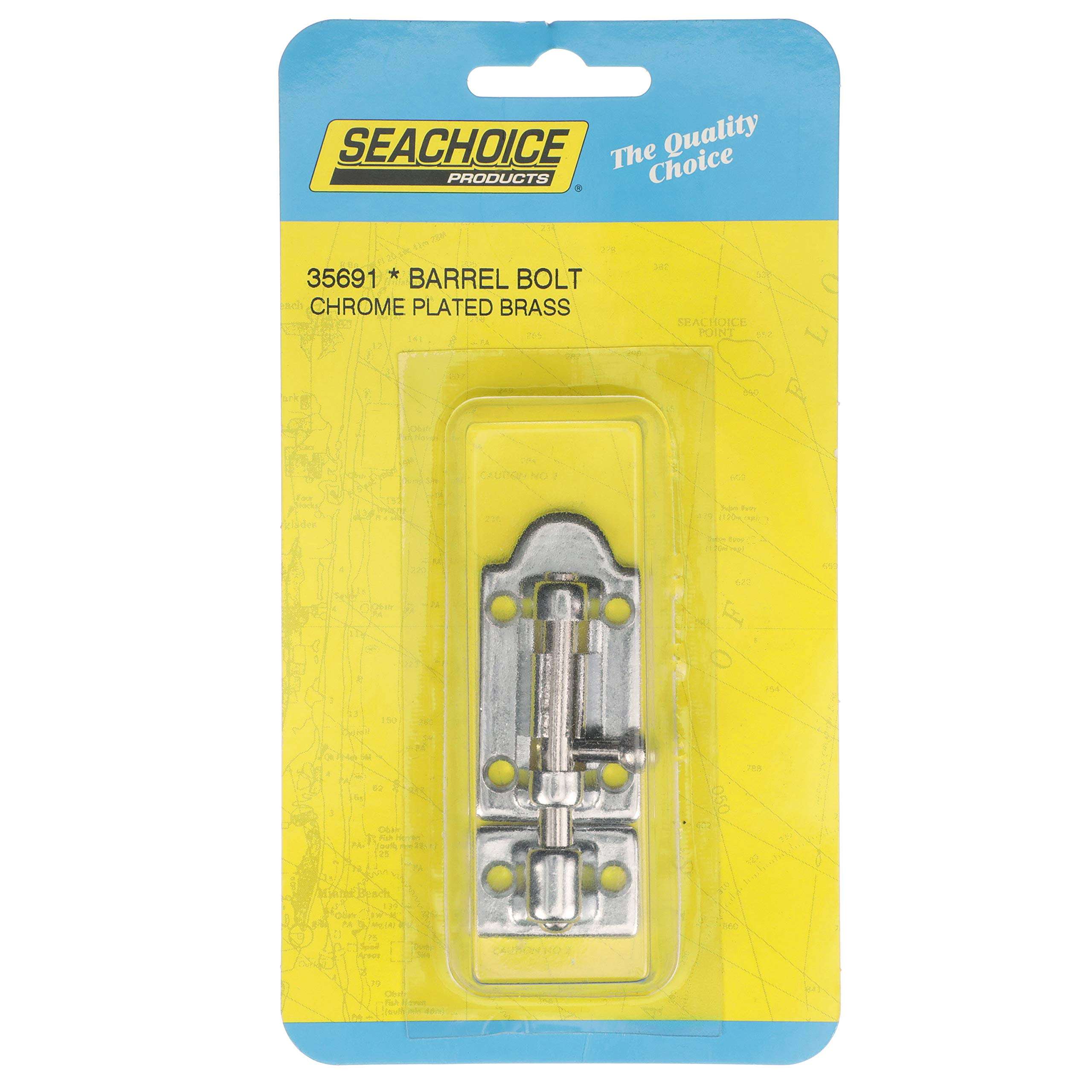 Seachoice Marine-Grade Barrel Bolt, Chrome-Plated Brass, 2-7/8 in. X 1-3/8 in. 6