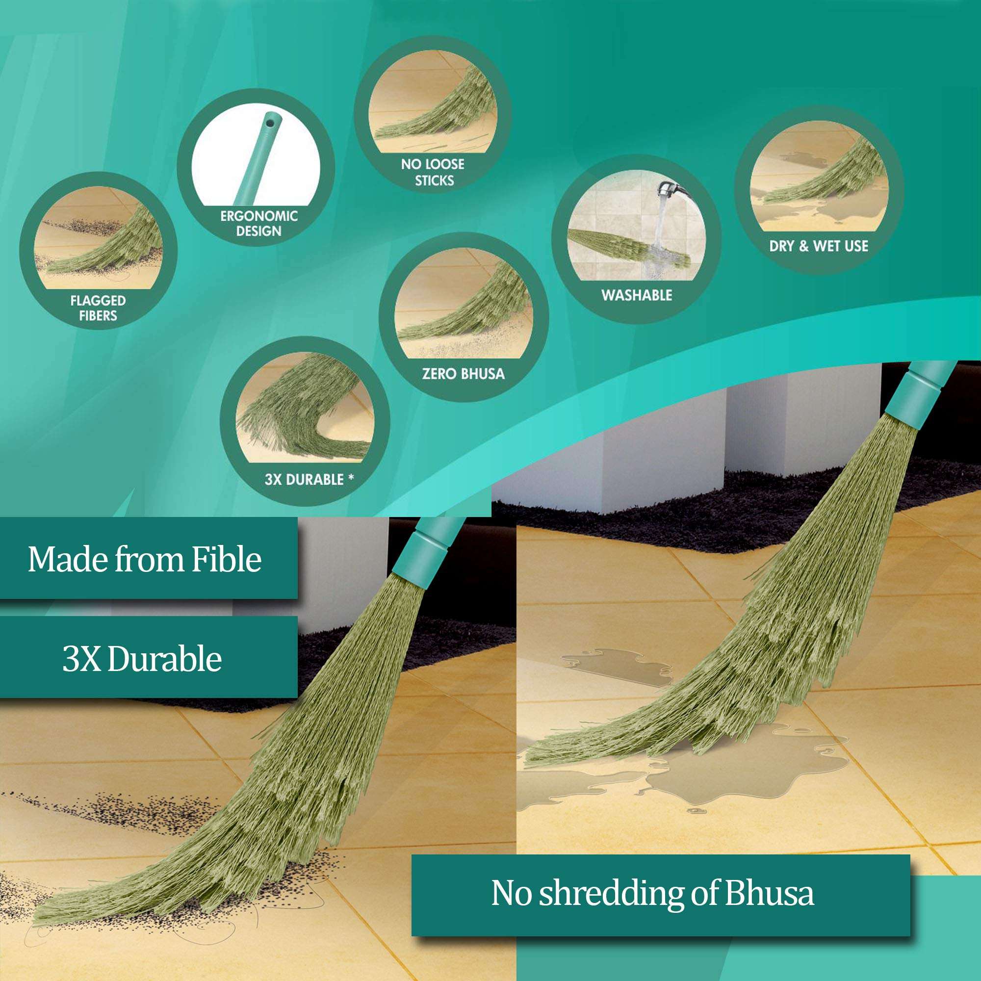 Spotzero By Milton Elite Mop, Dust Broom XL & Dustpan with Brush (Floor Cleaning Dust Broom XL - 1 Piece, Dustpan with Brush - 1 Piece) 6