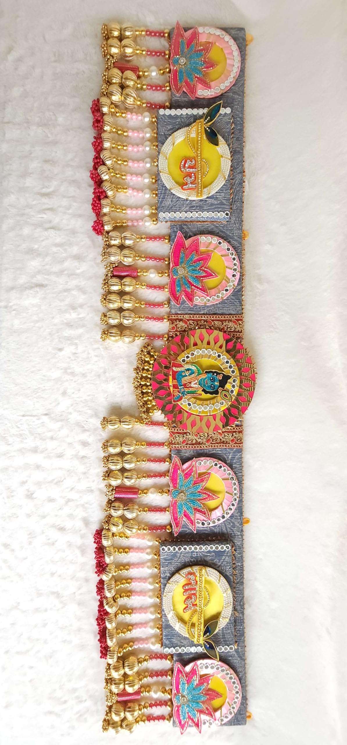 Netra Arts Krishna Bandhanwar Toran, Ethnic Entrance Hanging for Puja & Festivals, Spiritual Housewarming Decoration(Multicolor_40*9 inches) 5